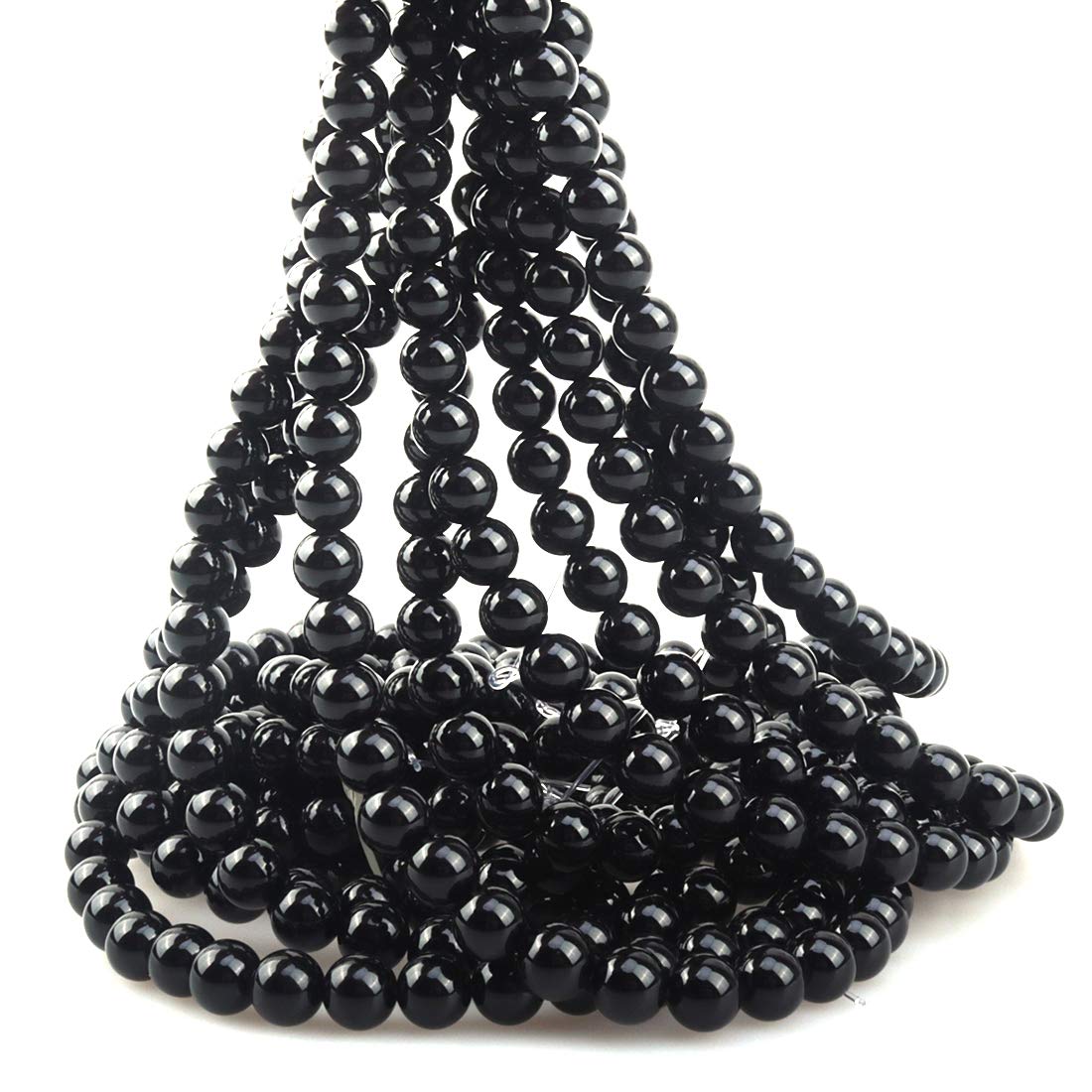 ICAI Beads 10mm Natural Black Onyx Stone Round Loose Stone Beads for Jewelry Making DIY Crafts Design 1 Strand 15" APPR.34-36pcs