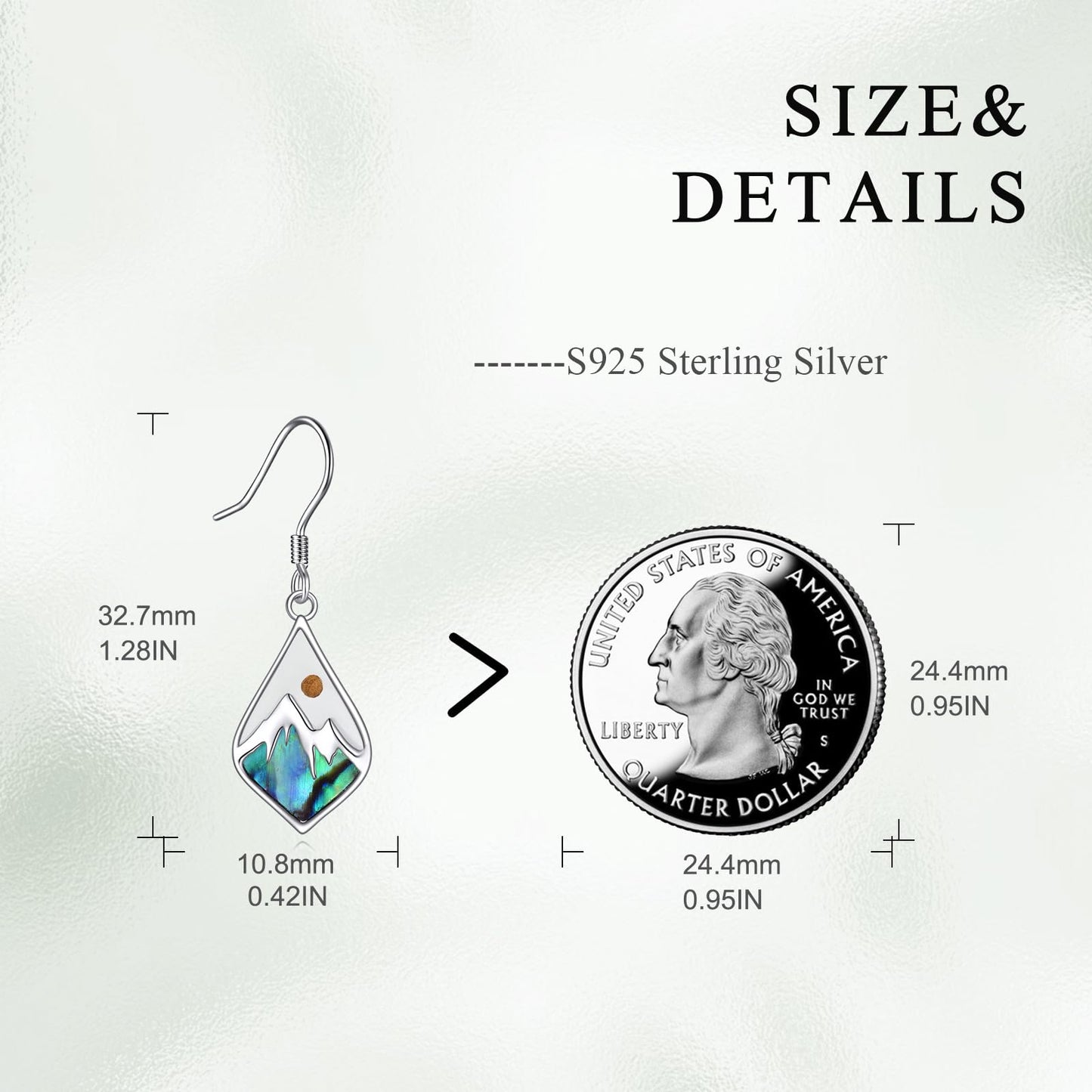 AOBOCO Mustard Seed Earrings 925 Sterling Silver Teardrop Dangle Earrings Abalone Shell Christain Faith Earrings Mustard Jewelry Gifts for Women