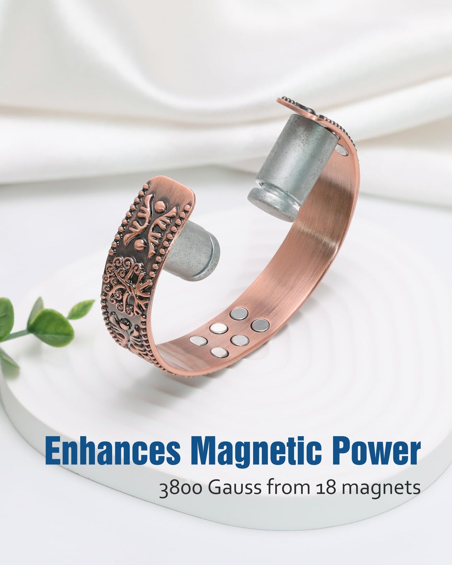 Jecanori Copper Bracelet for Men, 18X Strength Men's Copper Magnetic Bracelet,99.99% Pure Solid Copper Bracelet