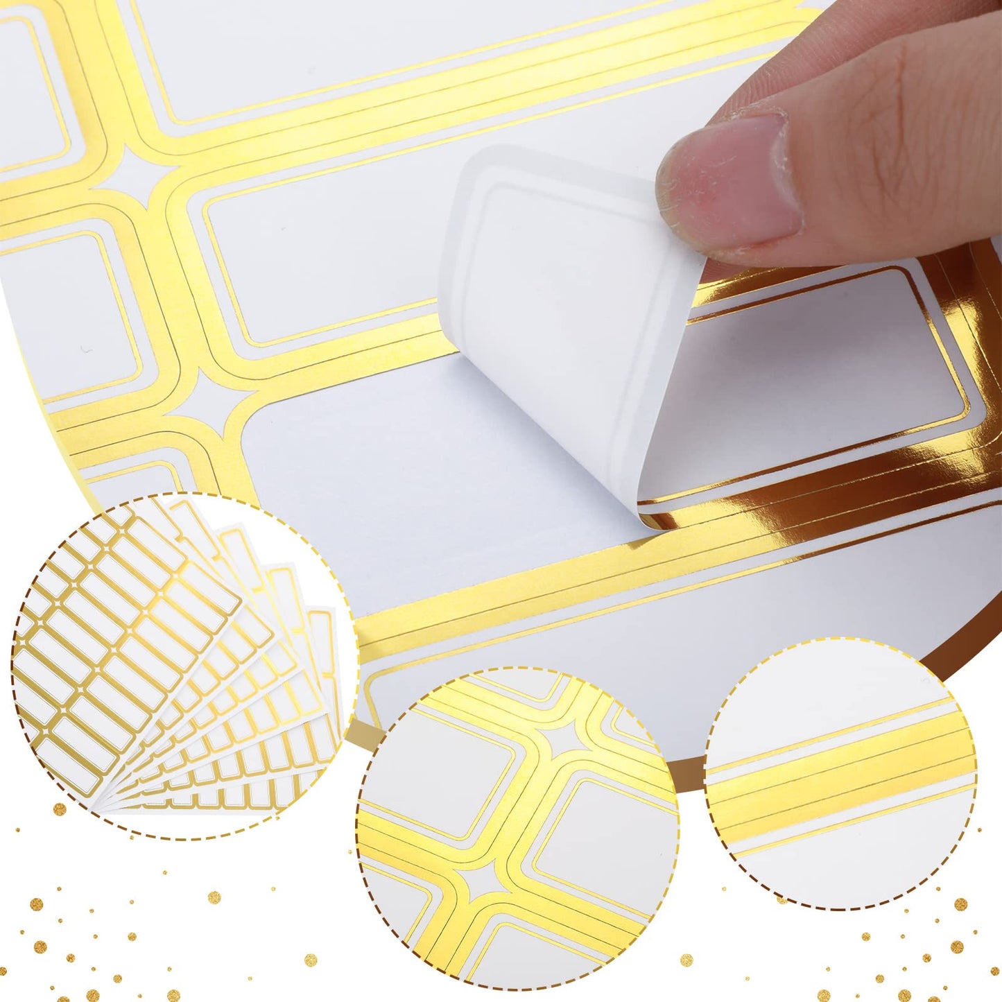 20 Sheets Printable Shipping Labels Matte White with Metallic Gold Border, Writable Printable Adhesive Sticker Blank Shipping Labels(30 Pieces/Sheet,1 x 2.7 Inch)