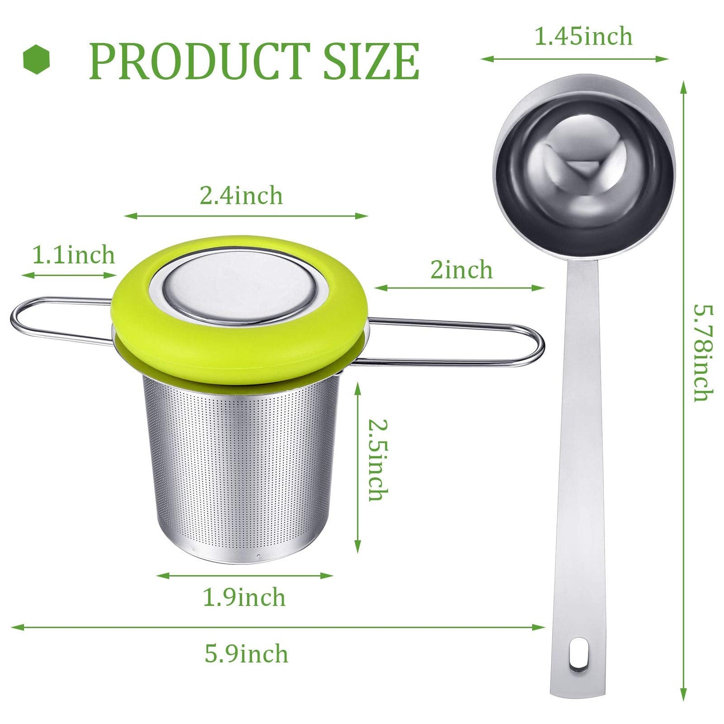 2 Pieces Tea Infusers Stainless Steel Strainer Folding Handle Filter Extra Filter Fine Mesh Strainer Brewing Basket with Lid for Loose Leaf Tea