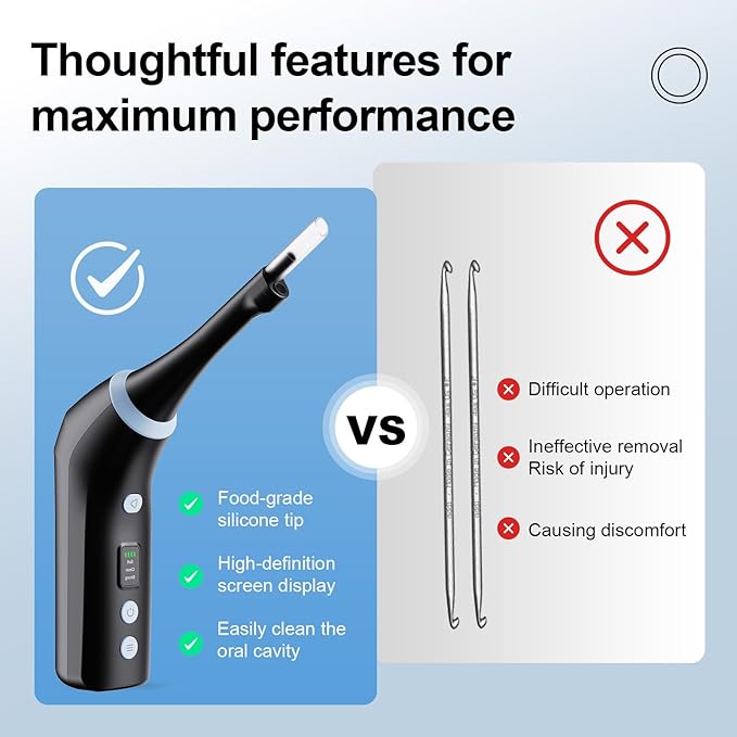 Electronic Tonsil Stone Remover with Camera, Tonsil Stone Removal Kit, 3 Suction Levels, Tonsil Stone Vacuum, Oral Care for Mouth Health, USB Rechargeable (Black)