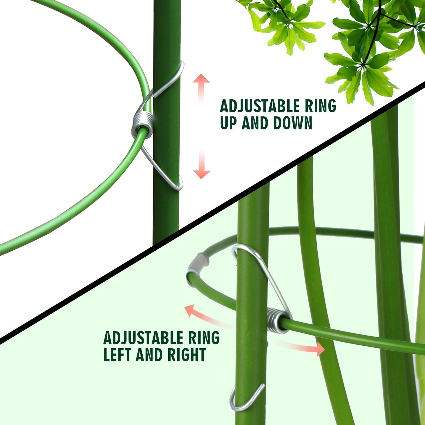 LEOBRO Tomato Cage, 2 PCS Small Plant Support Cage Rust Resistant Garden Ring Stake Plant Support for Tomato, Trellis, Climbing Plant, Flower, Plant Cages for Small Plants,17.7" H