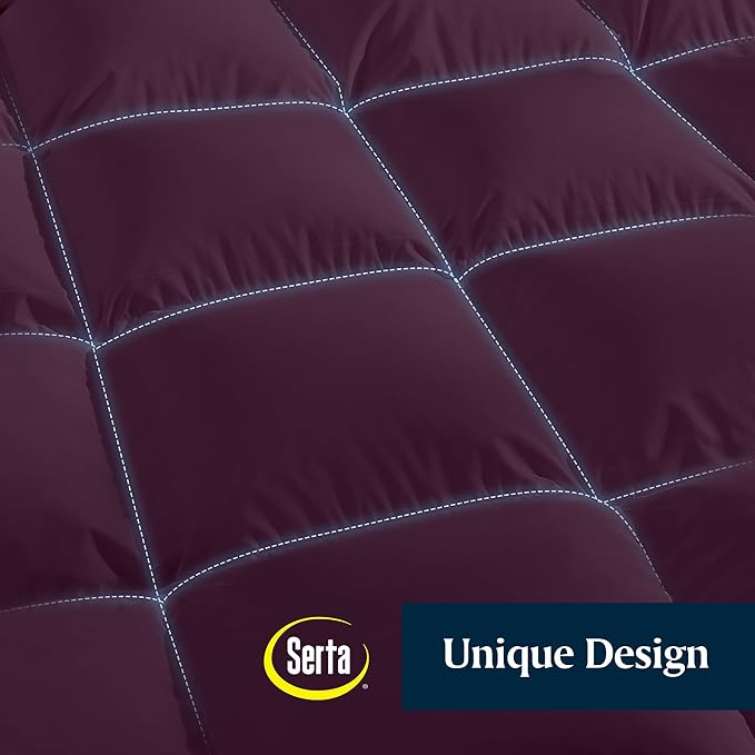 Serta Down Filled Throw Blanket, Packable Lightweight and Durable Blanket for Indoor,Office,Outdoor,Traveling, Hiking, Camping, 60" x 70" with Carrying Pouch (Plum)