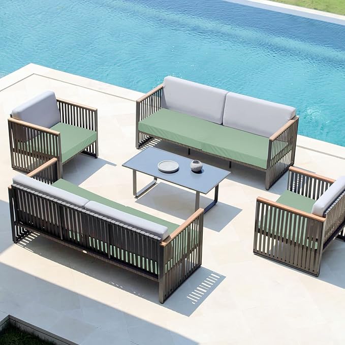 Easy-Going Waterproof Patio Cushion Covers 24x24x4 inch 4 Pack Replacement Non-Slip Outdoor Seat Cushion Slipcover with Zipper. Greyish Green