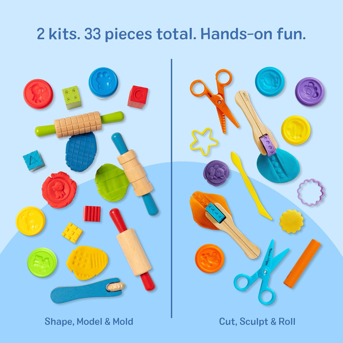 Melissa & Doug Modeling Dough & Sculpting Tools, 8 Tubs of Playdough Modeling Clay with Cutters, Rollers & Molds, Arts & Crafts Kit & Accessories, Preschool Learning Toys for Kids Ages 3+