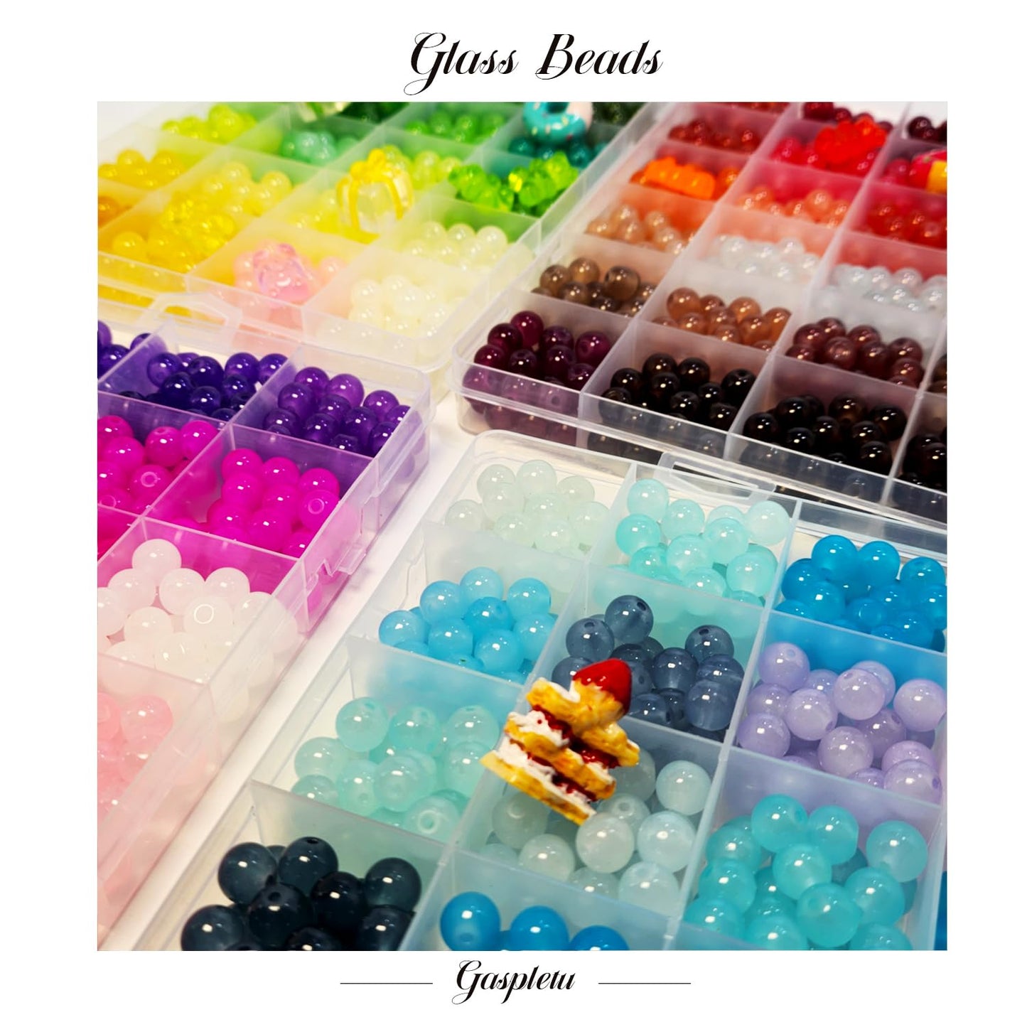 2500PCS 8mm Glass Beads Bracelet Making Kit, 96 Colors Crystal Beads for Jewelry Making, 4 Box Round Beads Suitable for Beginners
