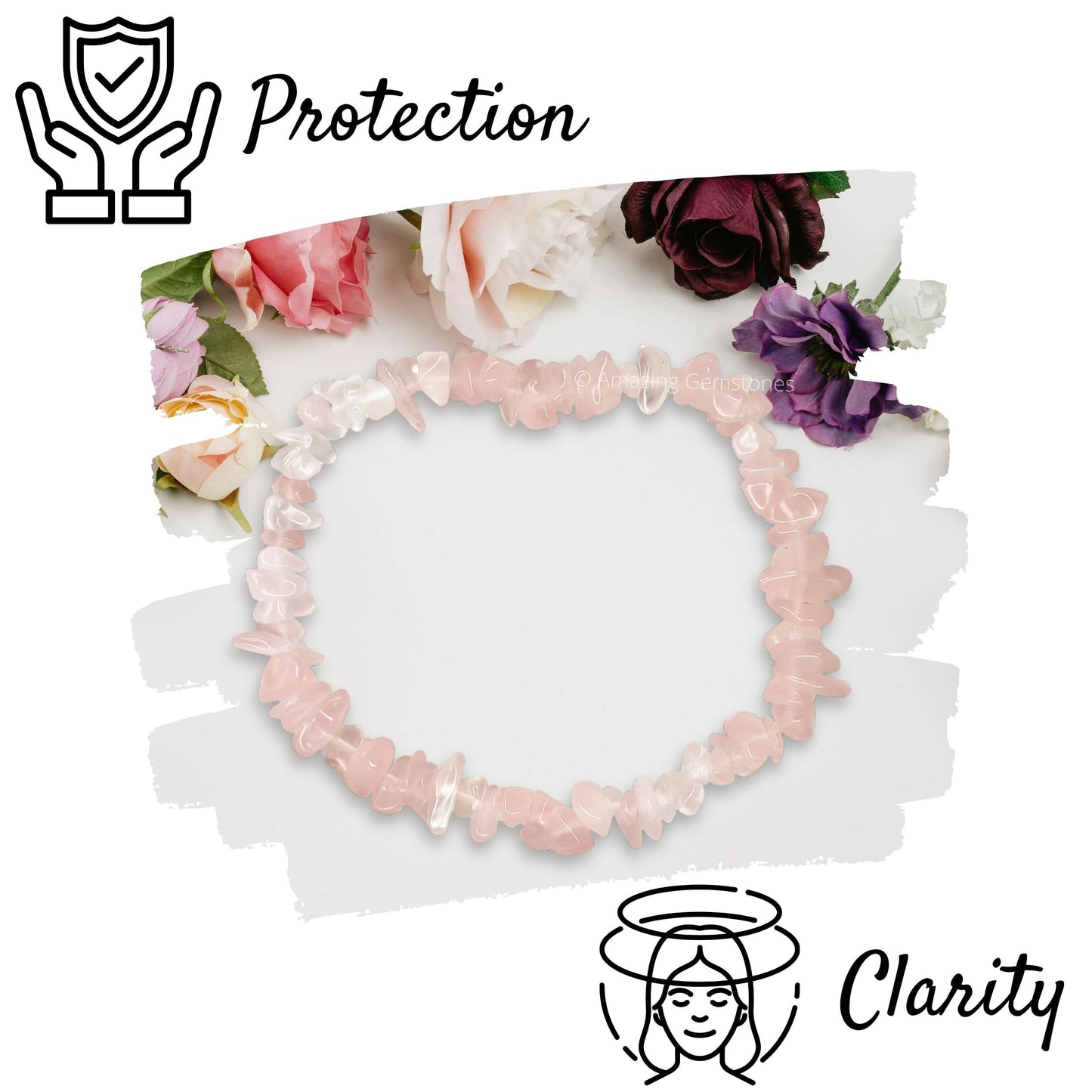 Amazing Gemstone Chips Bracelet (Rose Quartz)