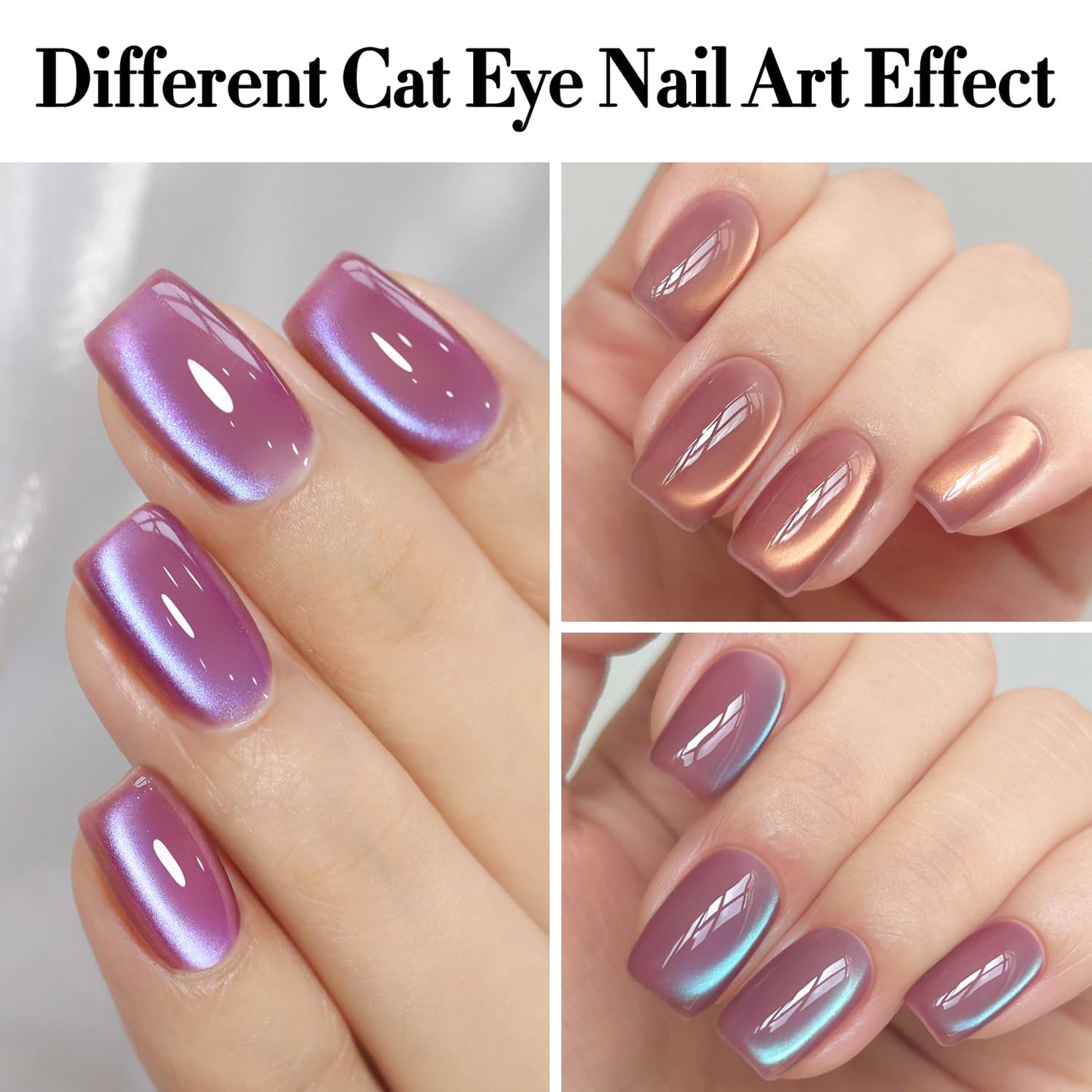 Double Rhythm 6 Colors Cat Eye Gel Polish Set Shimmer Glitter with Magnet Holographic Reflective Magnetic UV Nail Art Kit (6-Kit 43)