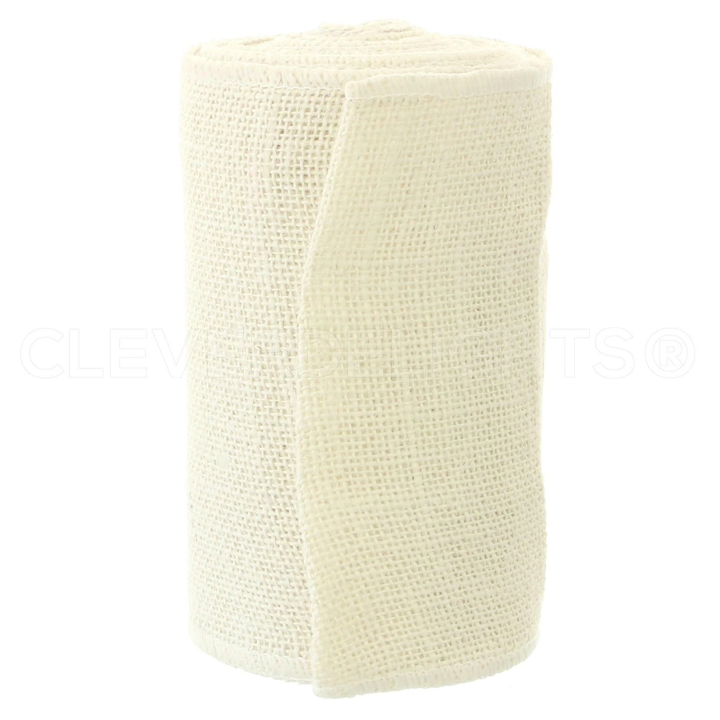 CleverDelights 6" Ivory Burlap Ribbon - Wired Edges - 10 Yards - Jute Burlap Fabric Ribbon