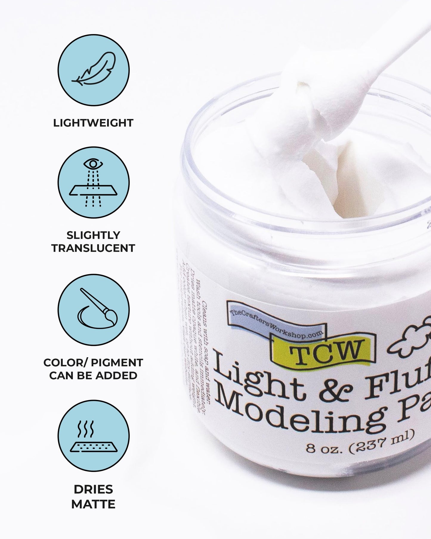 The Crafter's Workshop Modeling Paste for Textured Art - Dimensional Paste for Stenciling, Acrylic Painting - Boutique Quality, 8 oz Jar