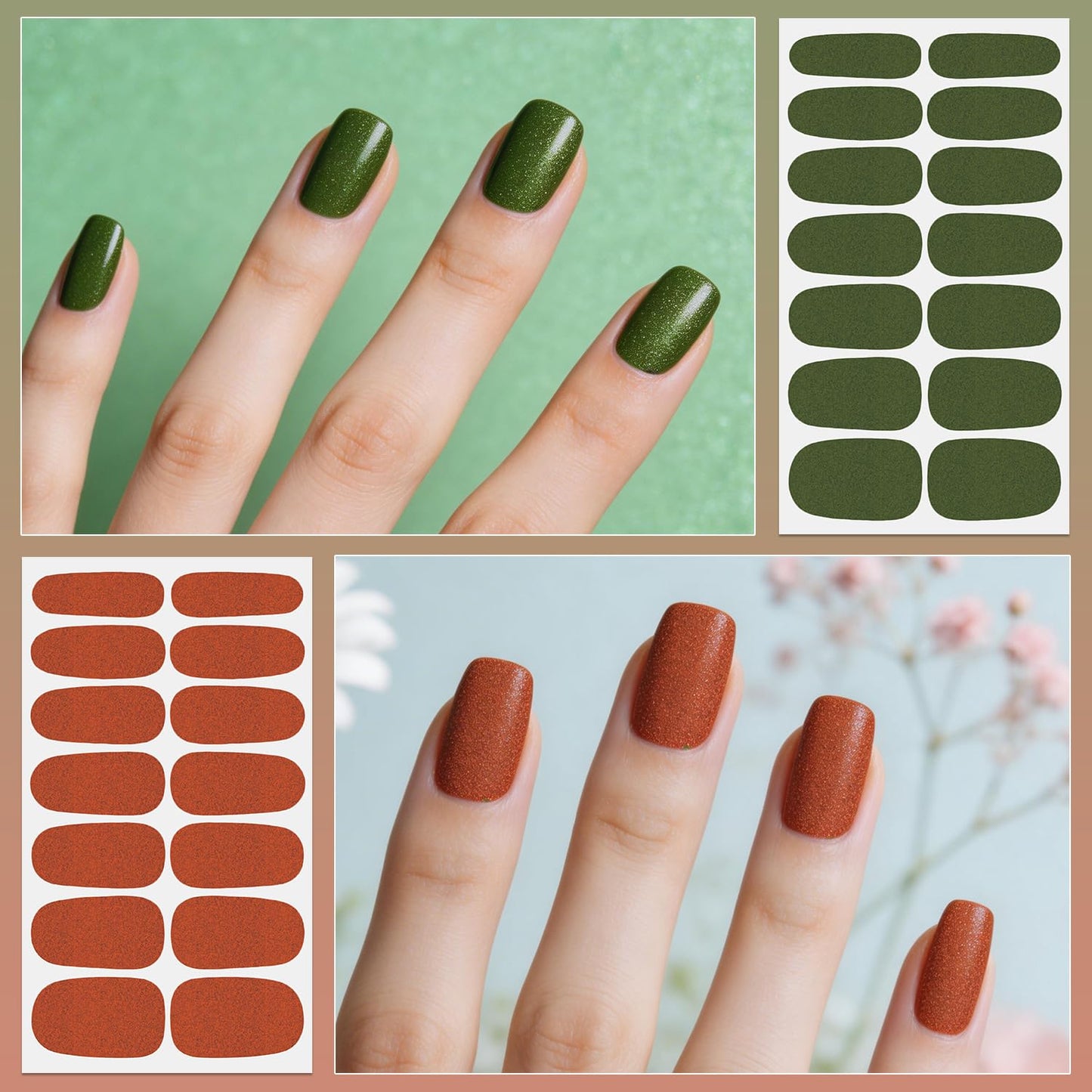 Nail Polish Strips - Solid Color & Glitter, DANNEASY 24 Sheets Nail Wraps for Women Gel Nail Strips Stick on Nail Polish Stickers Self Adhesive Manicure Sticker for Nail Art with File, Cuticle Stick
