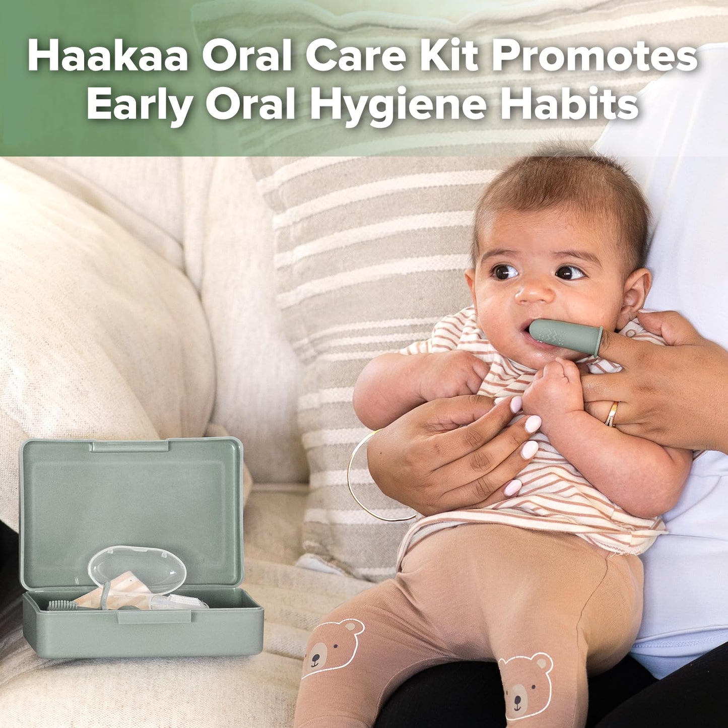 Haakaa Silicone Crab Baby Teether&Training Toothbrush Set Oral Care Kit