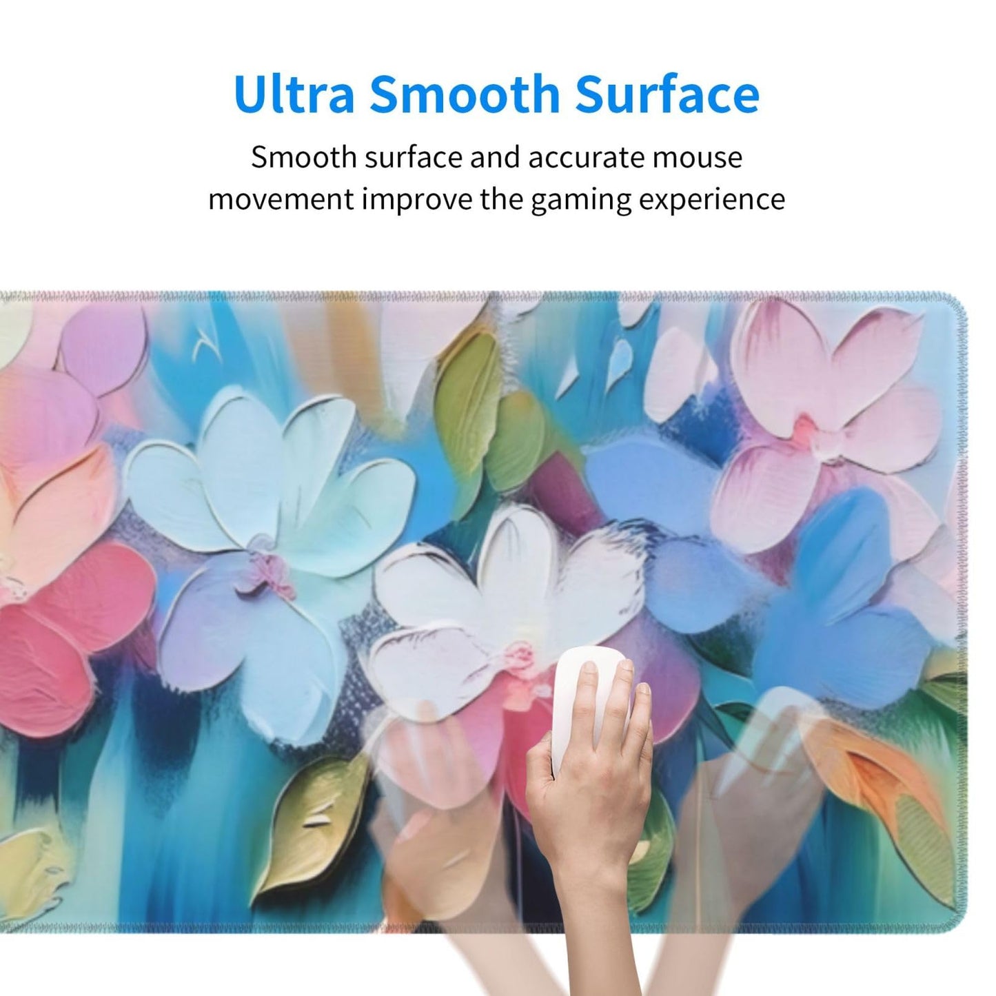 Gaming Mouse Pad, Large Non-Slip Rubber Base Mousepad, Keyboard Mouse Mat, Desk Pad with Stitched Edges, 31.5x11.8inch, Oil Flower