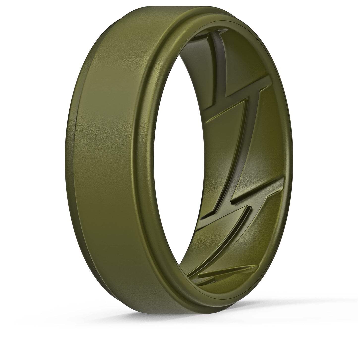 ThunderFit Silicone Wedding Rings for Men Breathable Airflow Inner Grooves, Step Edge Sleek Design Rubber Engagement Bands 8mm Wide 2mm Thick, Variety Multipack 1-7