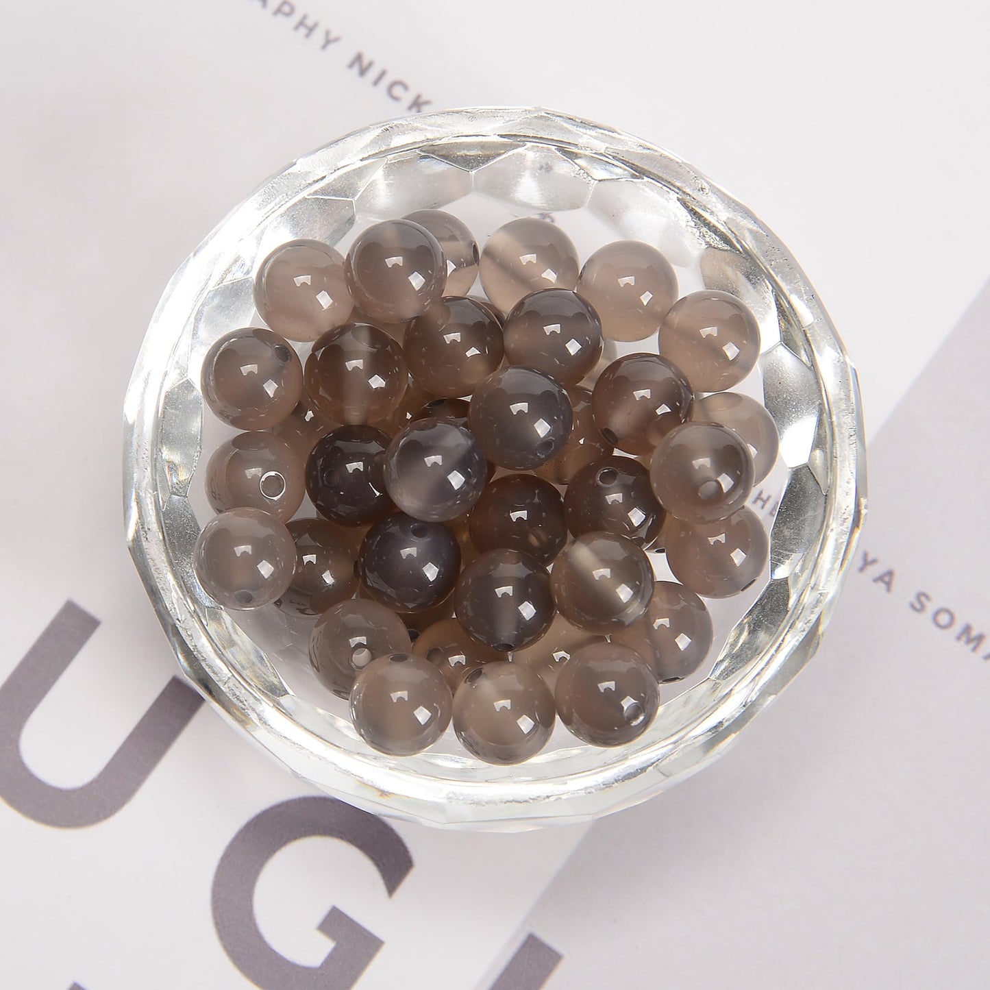 65Pcs 6mm Grey Agate Natural Round Loose Real Stone Beads Gemstone Genuine for DIY Hand Made Craft Jewelry Bracelet Earring Necklace String Making Energy Healing Power