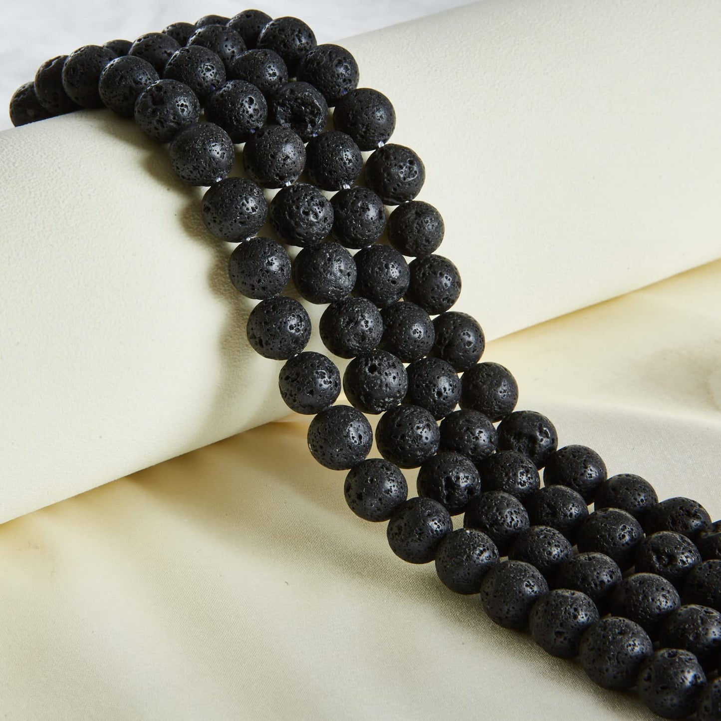 100pcs 6mm Black Lava Beads Natural Gemstone Beads Round Loose Beads for Jewelry Making
