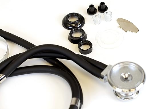 Primacare DS-9295-BK 30" Sprague Rappaport Style Stethoscope for Doctors, Nurses and Medical Students, First Aid Professional Dual Head Cardiology Kit for Men, Women and Pediatric, Black