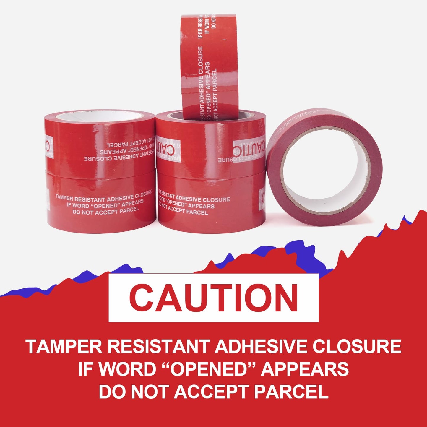 JKMCIM 1 Roll 100% Total Transfer Tamper Evident Tape Security Tape Packaging Tape for Boxes(2 Inch X 55 Yards X 2 Mil,Red)