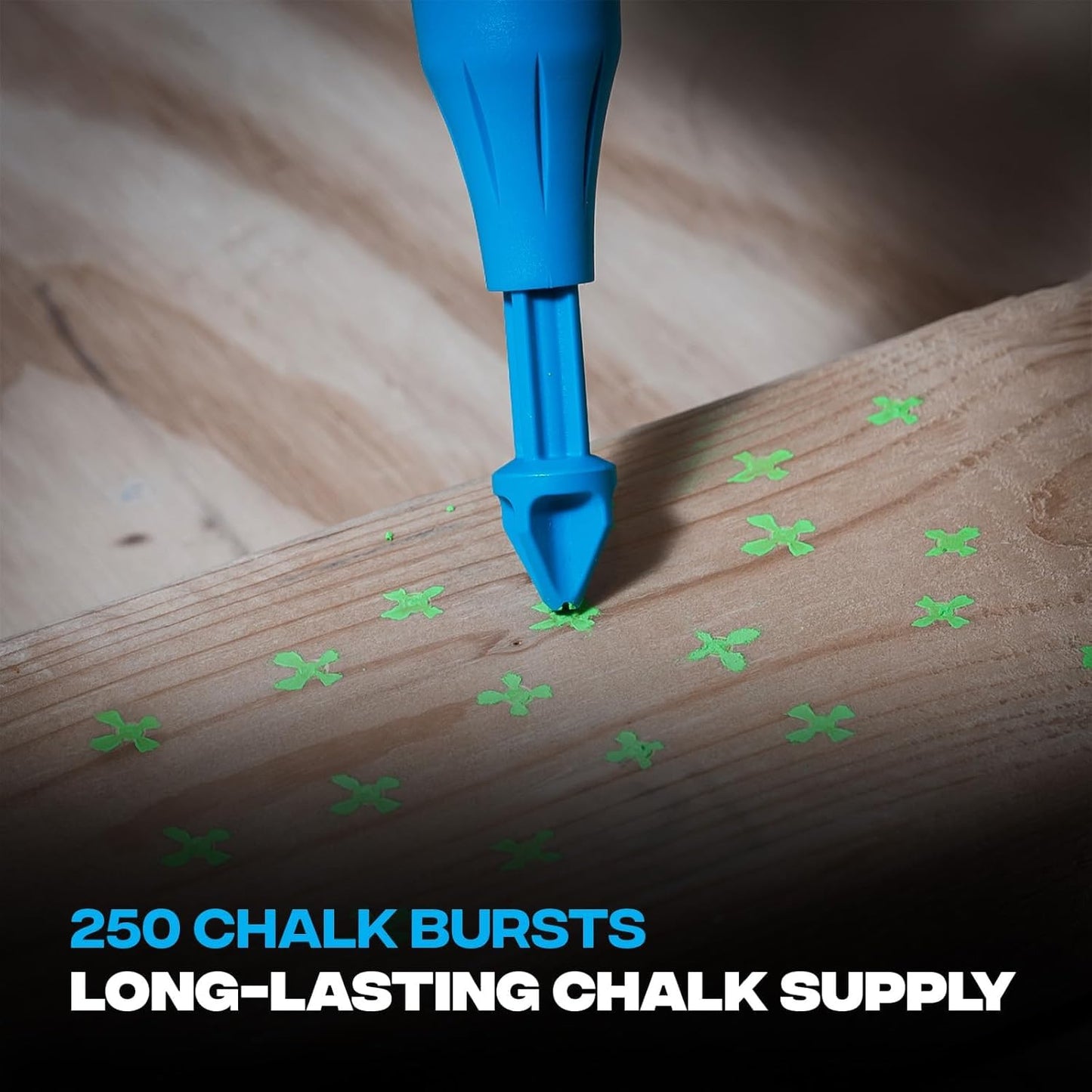 OX Tools Tuff Shot Deep Hole Marker Chalk Powder Shot for Drilling, Construction Marking Tool, Deep Reach Marker, 250 Bursts High-Vis Green Chalk Spray Marking for Carpentry