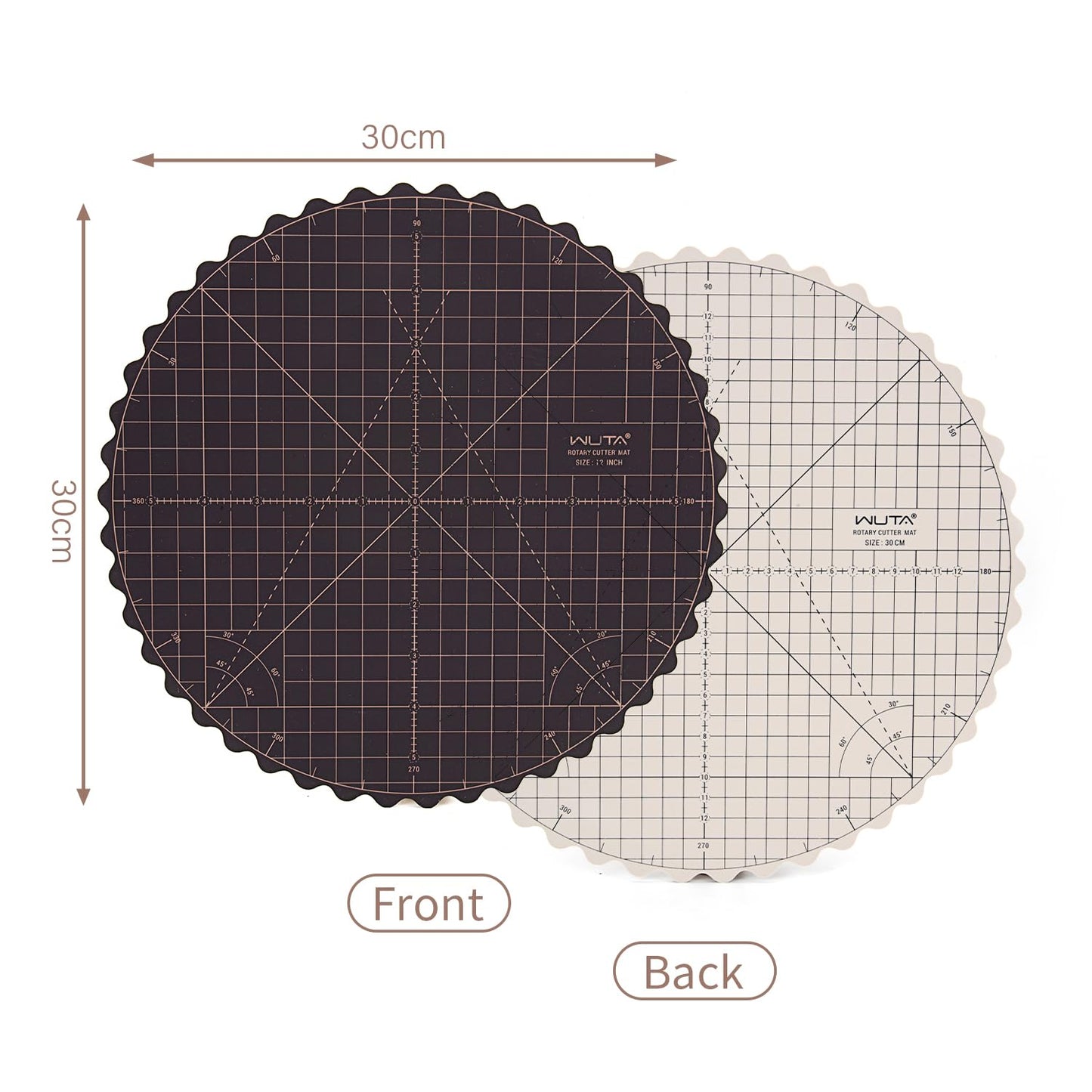 WUTA Circle Cutting Mat 12-inch Round Self Healing Mat Quilting Double-Sided Color for Cutting,Quilting, Sewing, Dressmaking & Crafts