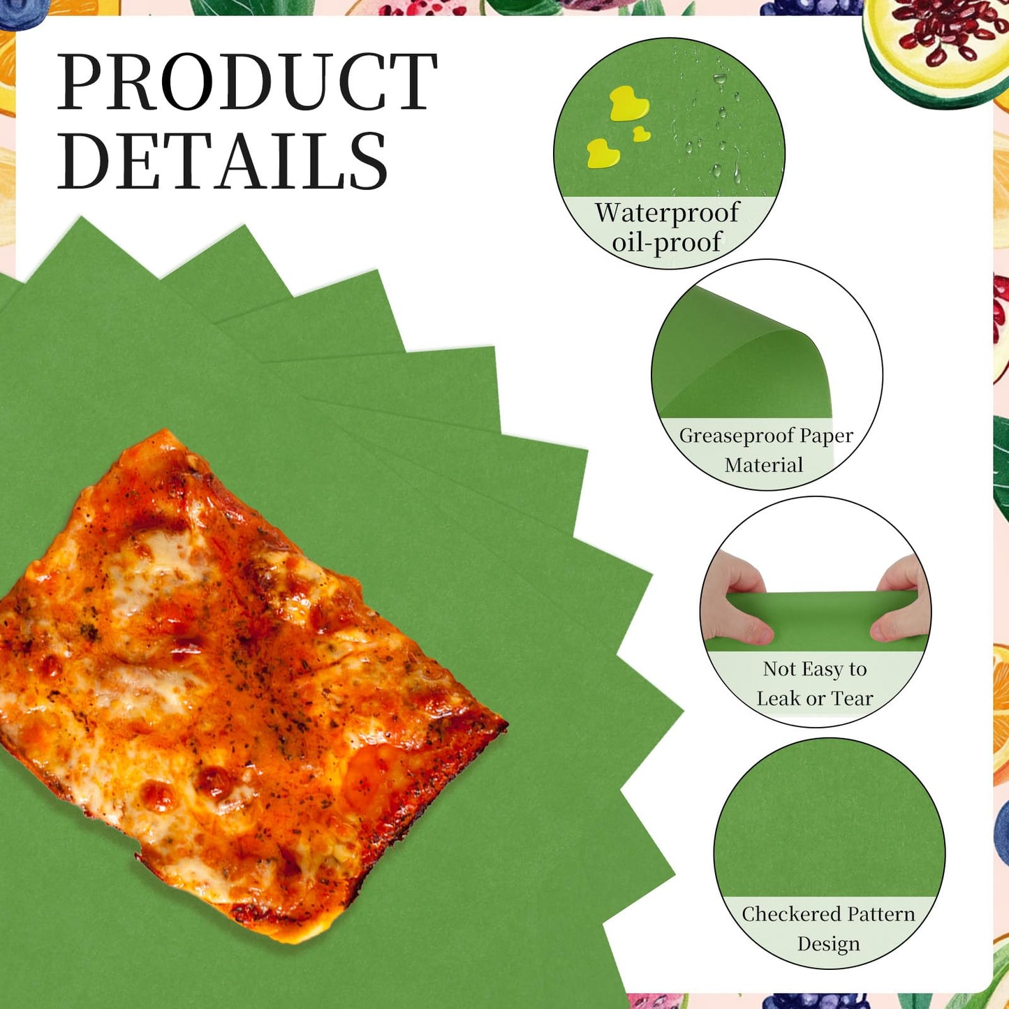 uxcell 100 Pcs Wax Paper Sheets for Food, 8.7 x 8.7 Inch Greaseproof Wrapping Paper Sheets, Square Food Basket Liners for Sandwich Hamburger Bread, Green