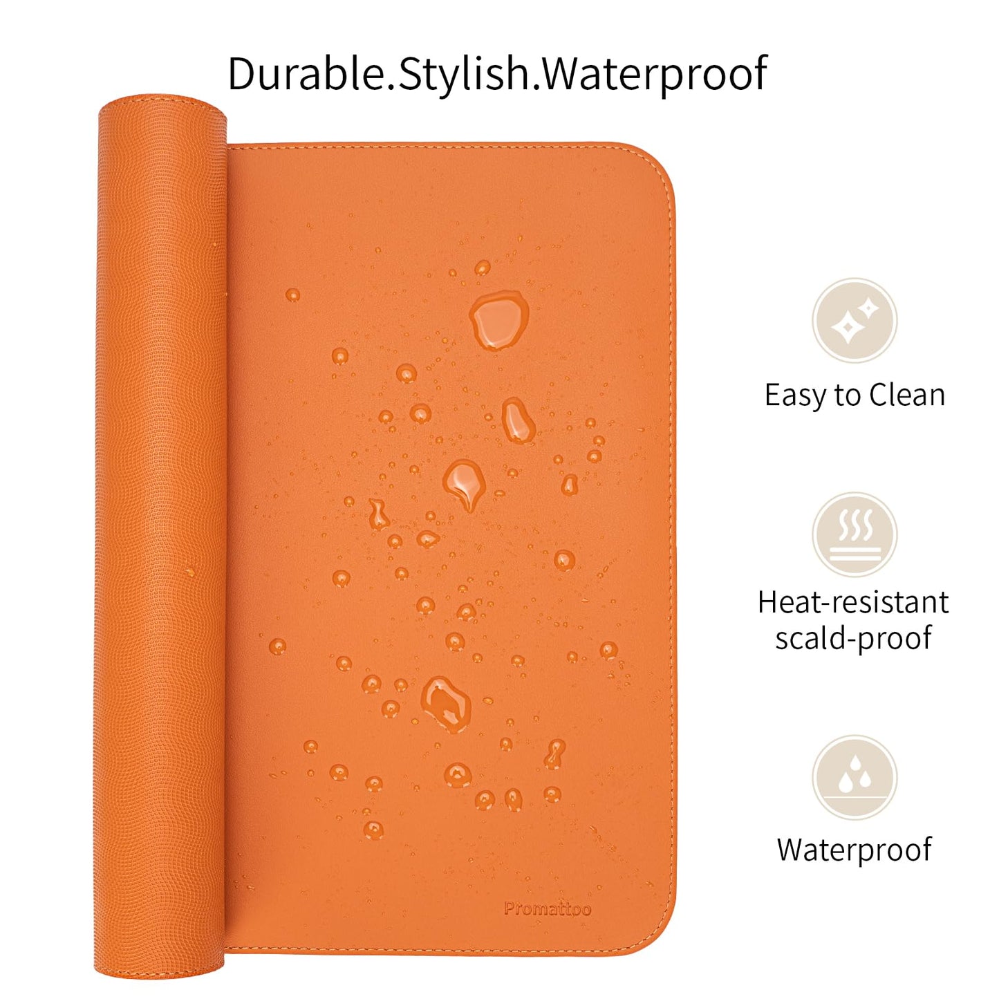 PROMATTOO Oversized Non-Slip Desk Pad Protector with Premium Gift Box – Vegan Leather Waterproof Laptop Mat for Keyboard & Mouse, Grips Desk Firmly – Large Office Pad – Sunset Orange