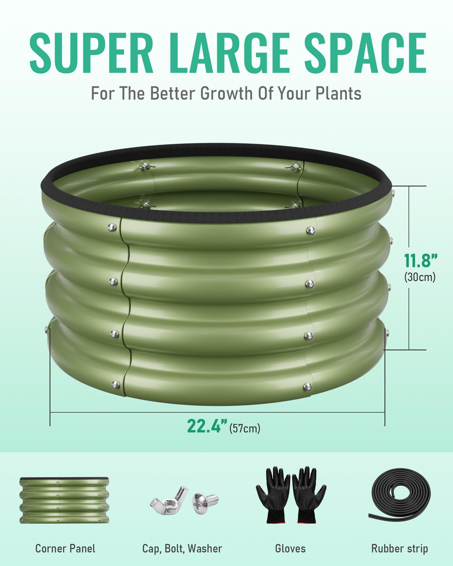 ZXZYHFTY Raised Garden Bed, 0.6 mm Galvanized Steel Round Planter Box with Open Bottom, Green, 2 x 2 x 1 FT, 2 Pack