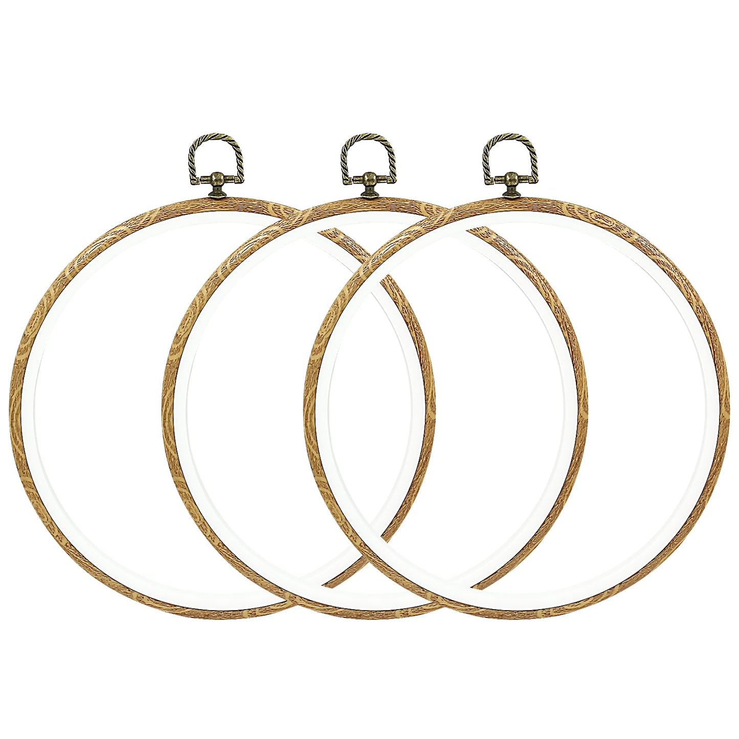 Bonsicoky 3 Pcs 22cm/8.7" Round Embroidery Hoops, Imitated Wood Display Frame Circle Embroidery for Art Craft Sewing Hanging
