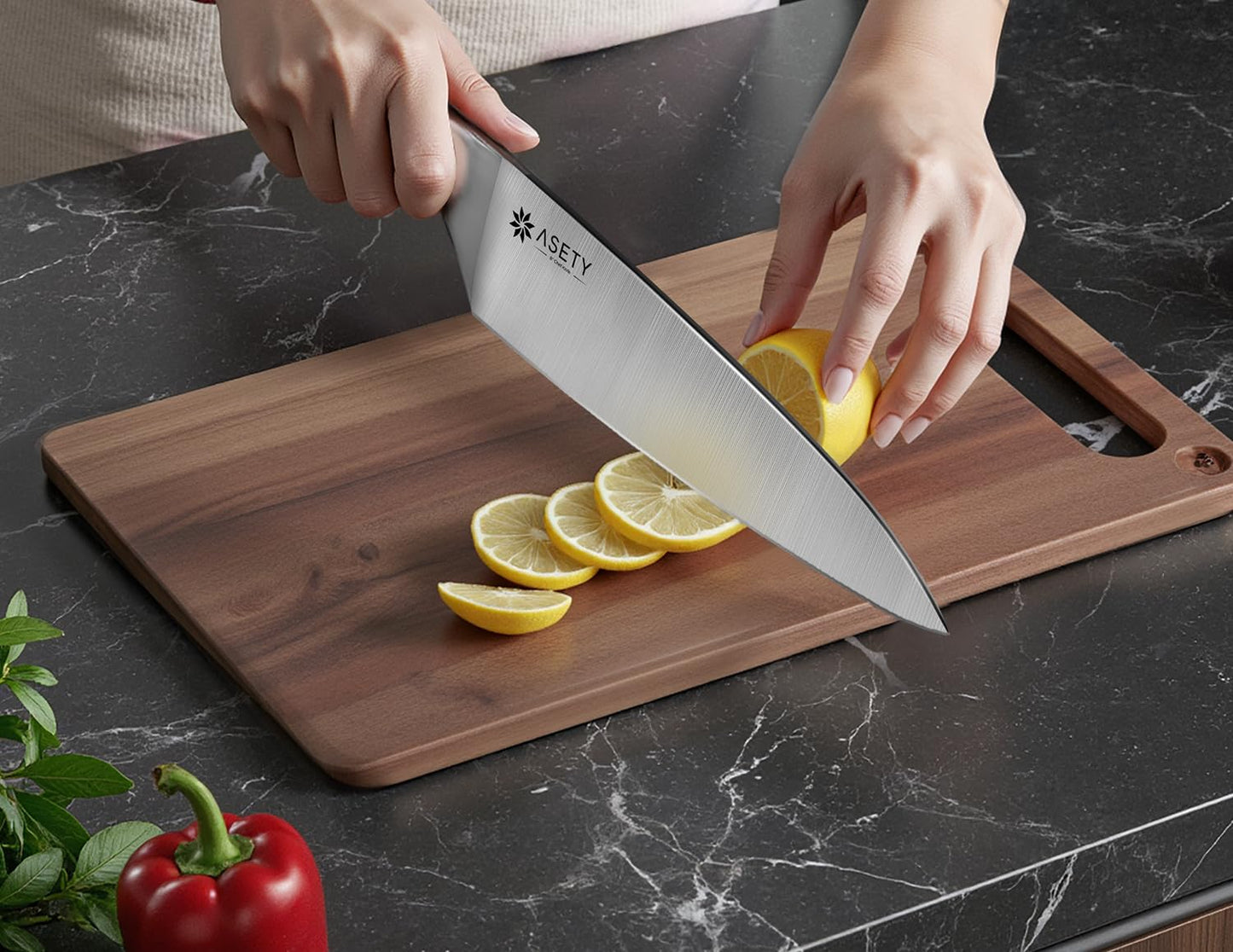 ASETY Knife Set - Ultra Sharp Knives Set for Kitchen with block, 15 PCS Stainless Steel Knife Set with Built-in Sharpener, Ergonomic Non-Slip Handle, Elegant Box for Men Women, Mothers Day