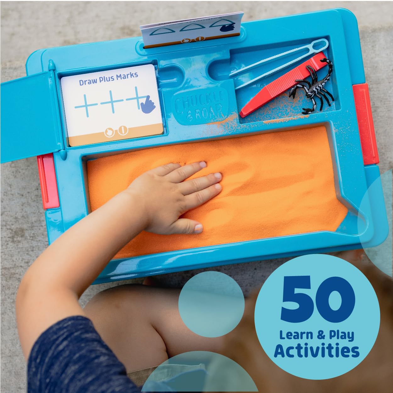 Chuckle & Roar - Sensory Bin - Tactile Learning for Toddlers - Montessori Preschool Activities - Plastic Storage Bin for Travel - Kids Activity Set