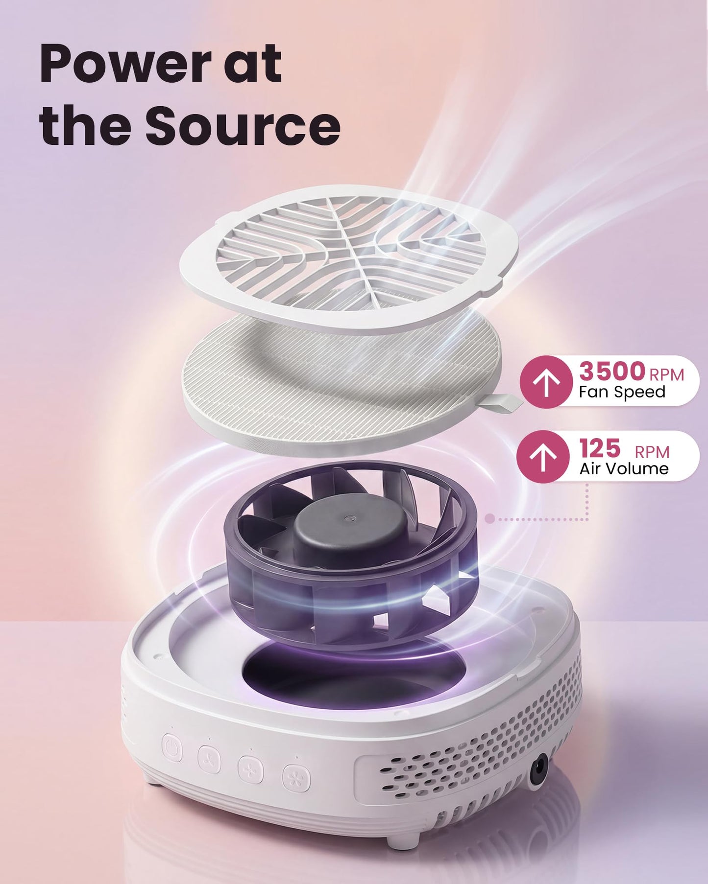 Voltrish Nail Dust Collector, Professional Vacuum Fan for Nail Tech, Quiet & Compact Dust Extractor for Nail Drill, Must-Have Portable Accessory for DIY Artists