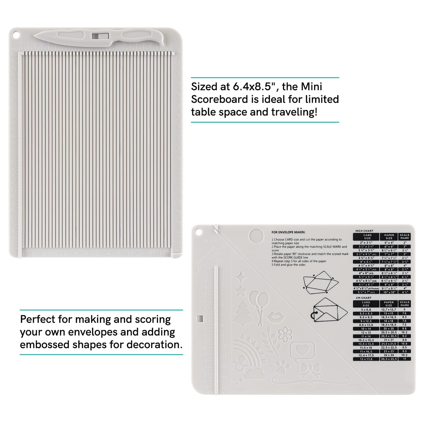 2Pcs Score Board Multi-Purpose Scoring Board Envelope Maker with Bone Folder and 3 in 1 Corner Rounder Paper Punchfor Card Making and DIY Projects Multi- Purpose Scoring Board & Score and Fold Tools