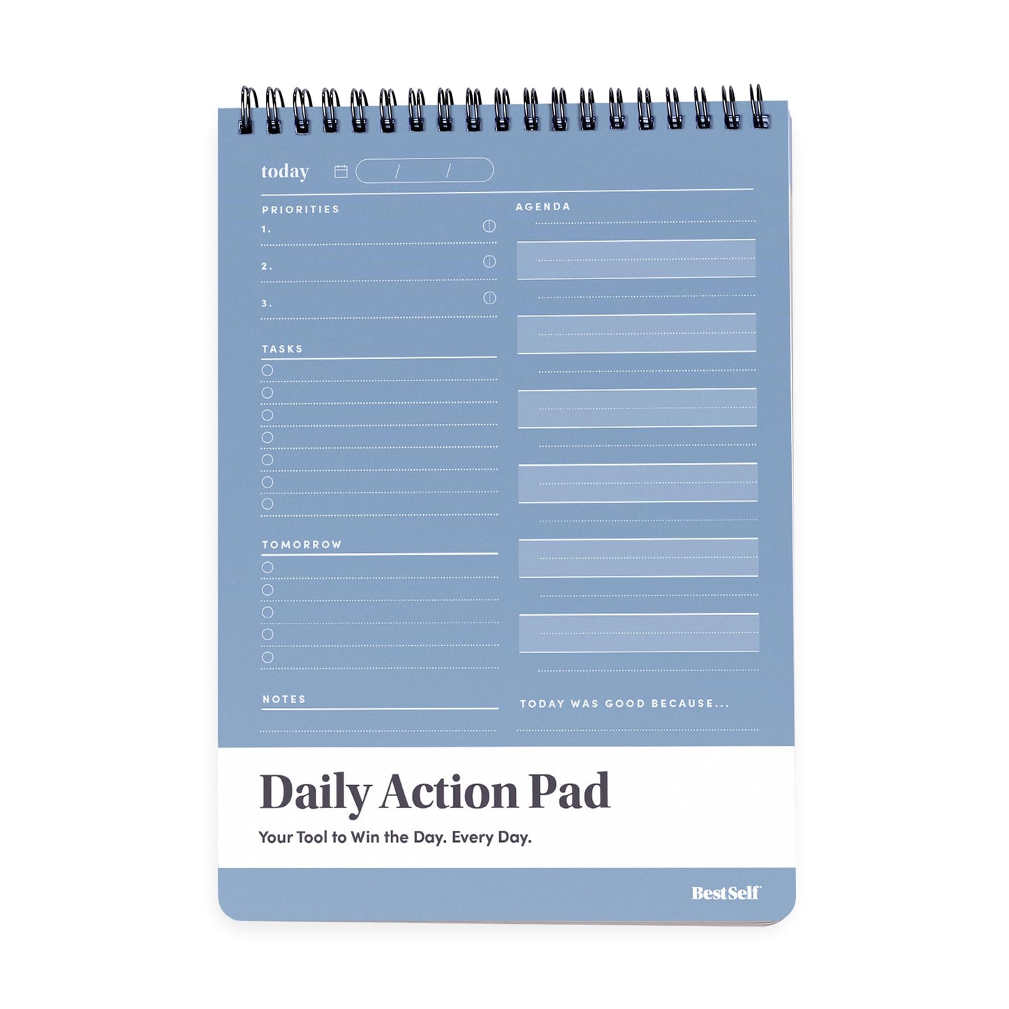 BestSelf Co. Daily Action Pad 60 Sheets – 120 GSM Paper, Ring-Bound Work Planner & To-Do List Notepad | Daily Planner for Productivity | Hourly Schedule, Task Checklist & Tomorrow’s Plan