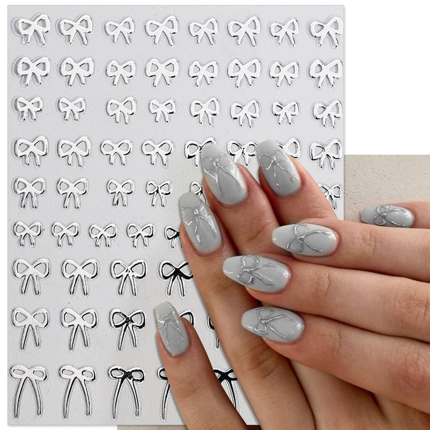 IDDFEVE Bow Nail Art Stickers - Colorful Big Bow Self-Adhesive Nail Decals for DIY Valentines Day Manicure (6 Sheets)