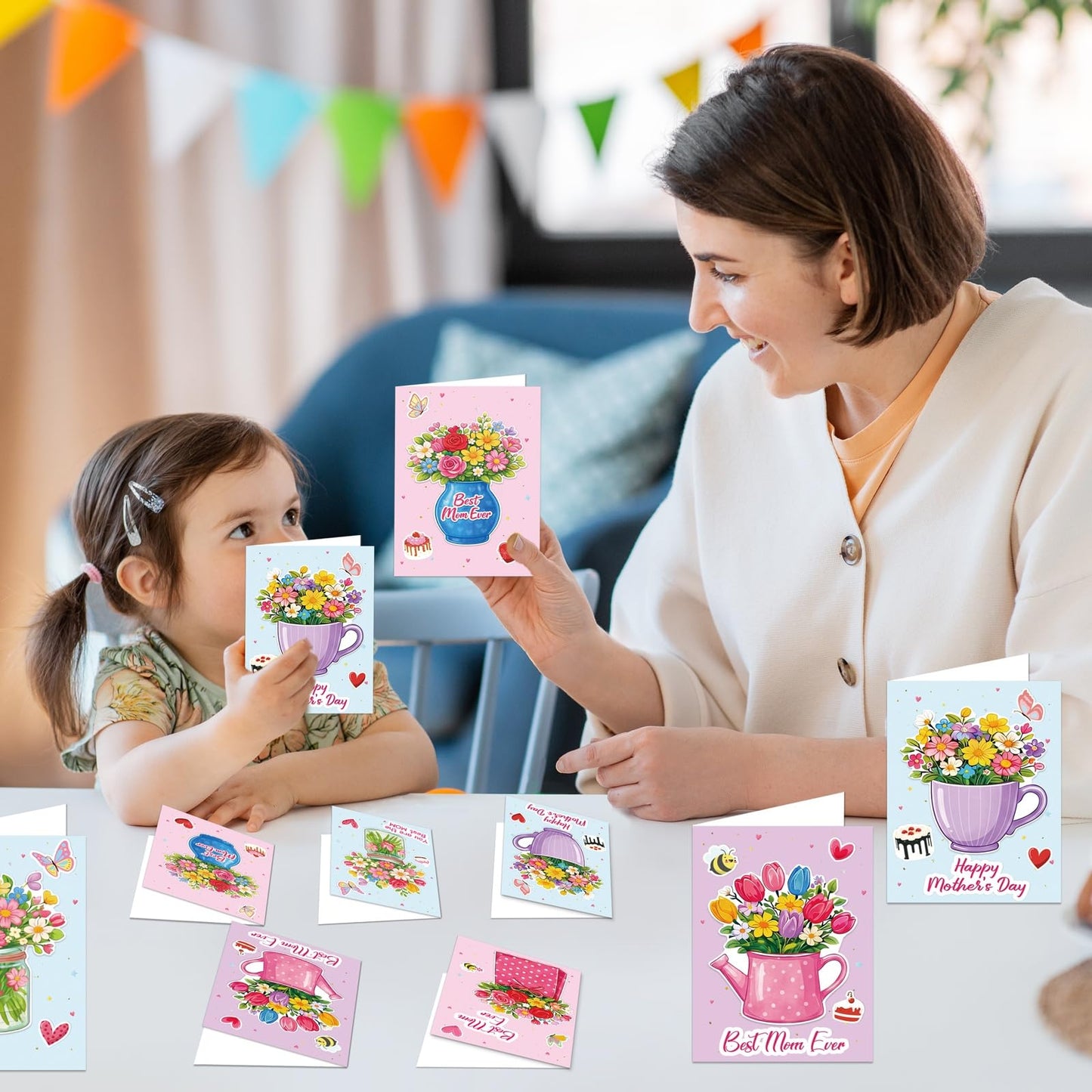 80UncleKimby 28Sets Mother’s Day Crafts Card Making Kit DIY 3D Cards with Envelopes Arts Craft Classroom Exchange Party Favors Bulk Supplies