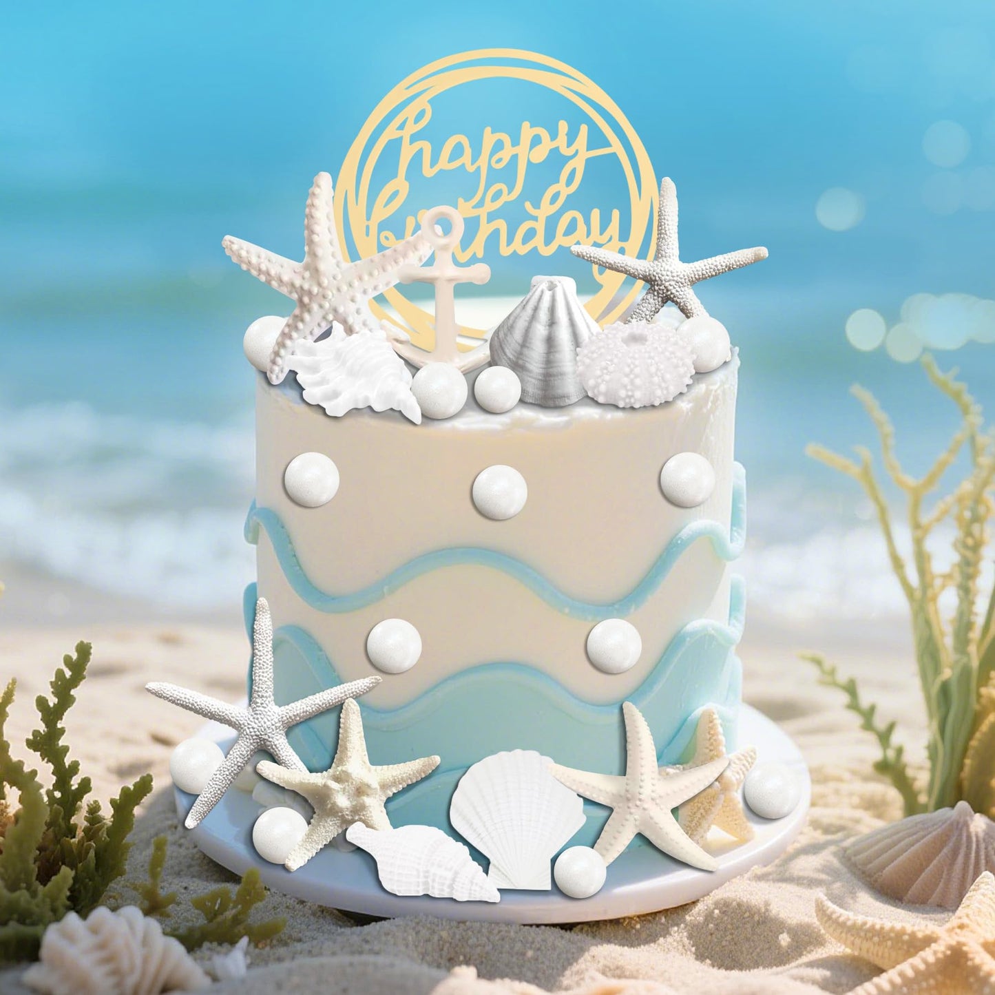 Beach Cake Topper Shells Cake Toppers Starfish Conch Cake Toppers