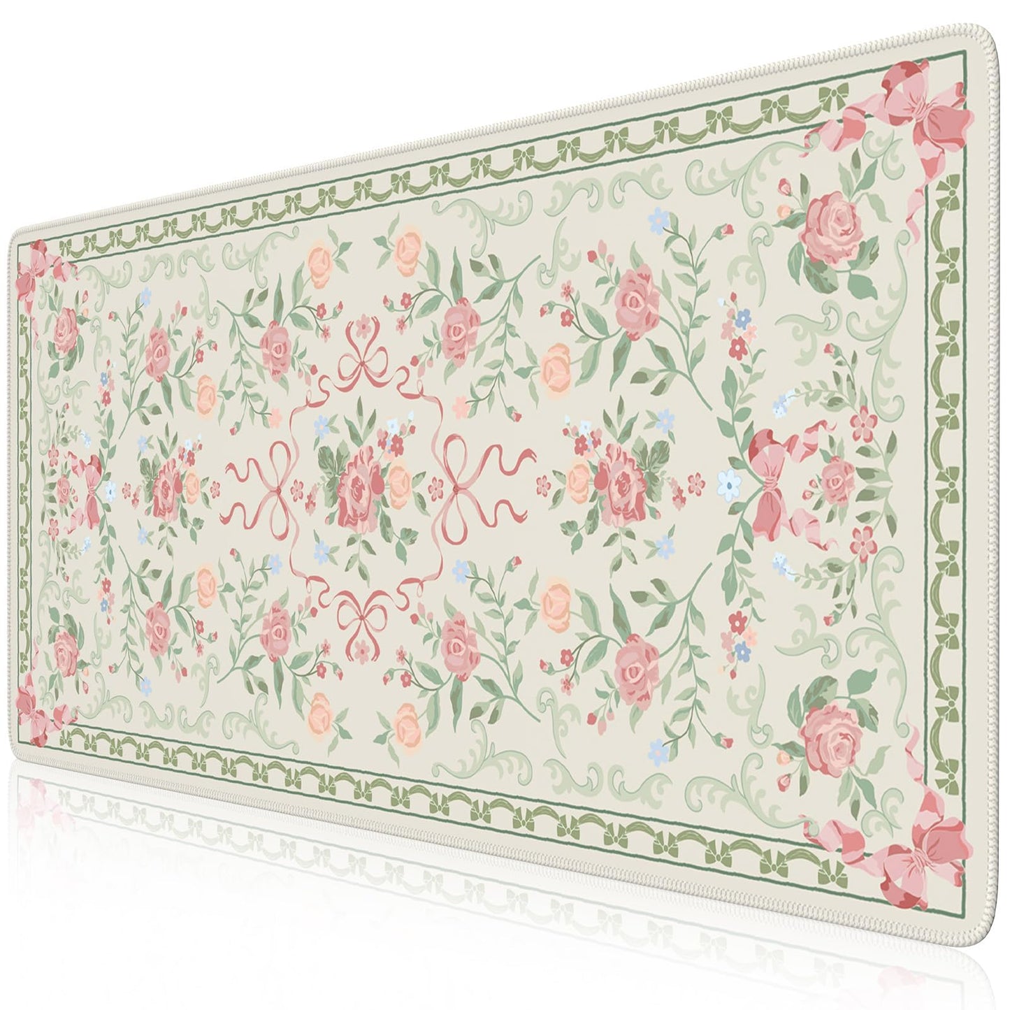 iCasso Green Desk Mat,Cute Desk Pad for Keyboard and Mouse,Anti-Slip Large Gaming Computer Mat XXL,Soft Lycra Surface Laptop Pad Women,Aesthetic Girly Desk Cover Protector for Home Office