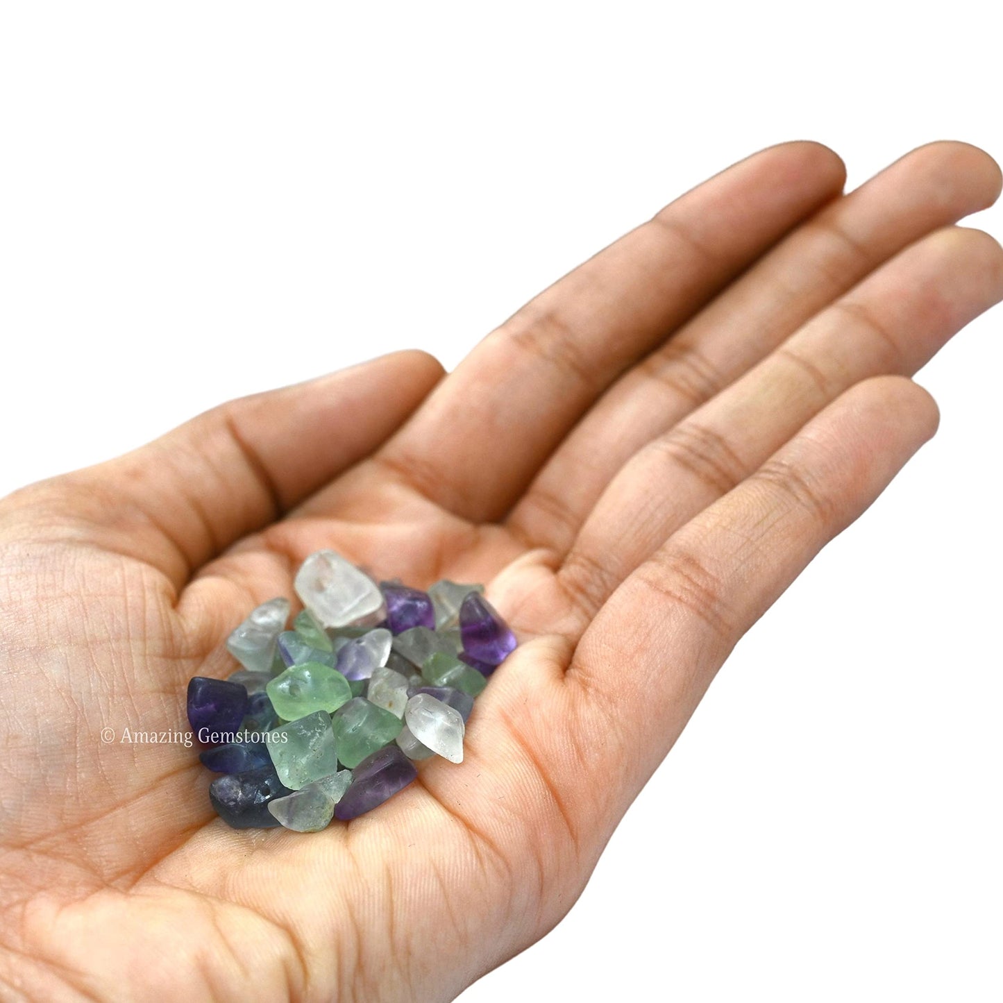 Multi Fluorite Pre Drilled Natural Crystals Crushed Chips Beads for Jewelry Making, DIY Handmade Healing Crystals (25 Inch Strand)