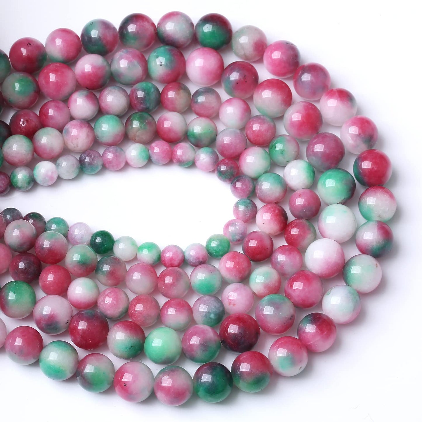 36pcs 10mm Natural Green Red Epidote Jade Stone Round Loose Spacer Beads for DIY Jewelry Making Necklaces Bracelets Healing Energy Beads (Epidote Jade, 10mm)