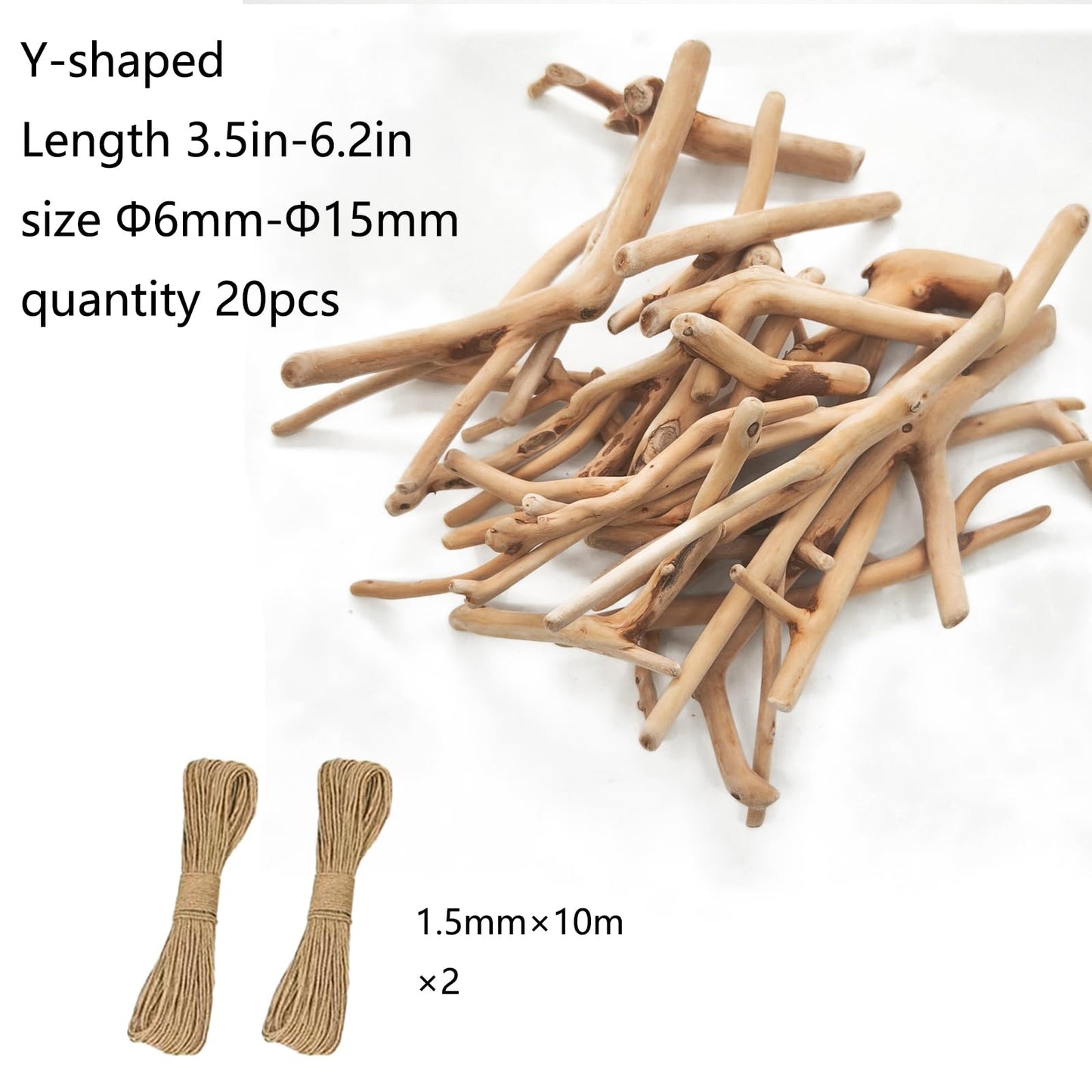 JZCHBL 20pcs Y-Shaped Irregular Driftwood for Crafts, 3.5-6.2 in Inch Long 6mm-15 mm in Diameter Driftwood Sticks for DIY Crafts Photo Props School Projects, Beach Wood Crafts Decor