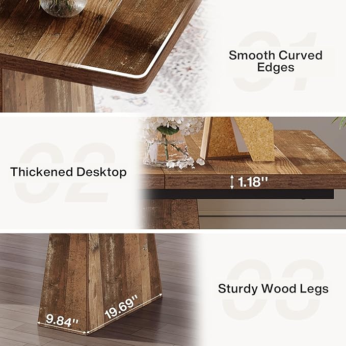 Tribesigns 63-Inch Executive Desk, Large Office Computer Desk with Double Pedestal, Modern Simple Workstations Writing Table Conference Table Business Furniture for Home Office, Espresso Brown