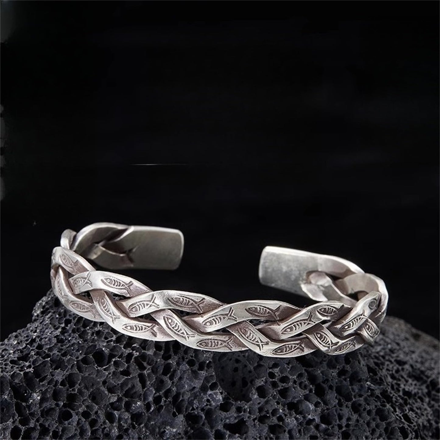Handmade 925 Sterling Silver Bangle Bracelets For Men Women Twist Weaved Bangle Bracelets Wide Band Chunky Bangles Retro Braid Cuff Bracelet Open Adjustable Cuff Bangles For Men Punk Statement Bangles
