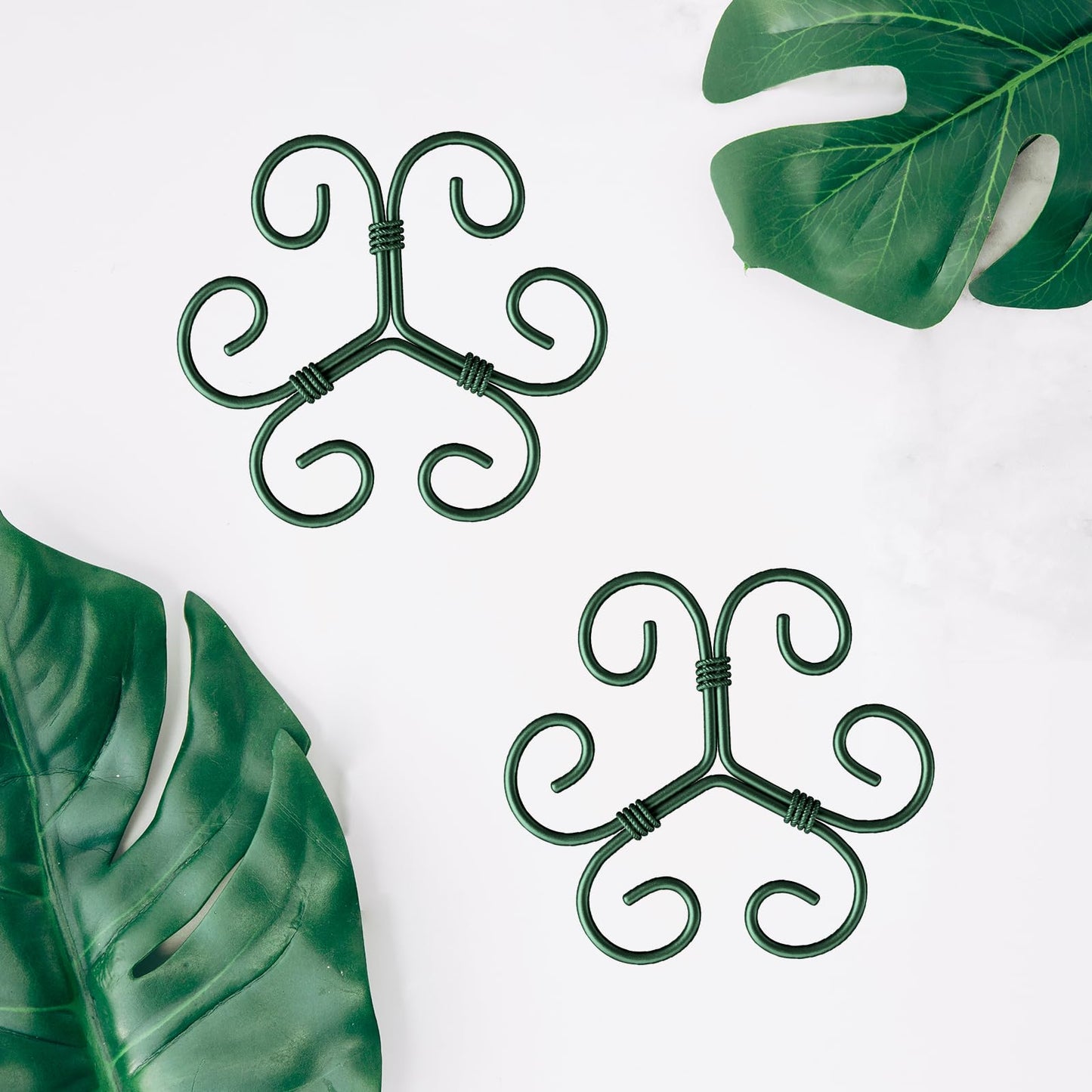 Yeomant 4PCS Green Iron Monstera Support, Uniquely Designed Plant Support Stakes for Indoor Plants, Stable Plant Stakes and Supports, Turtle Shell Bamboo Clamp Set for Thriving Growth