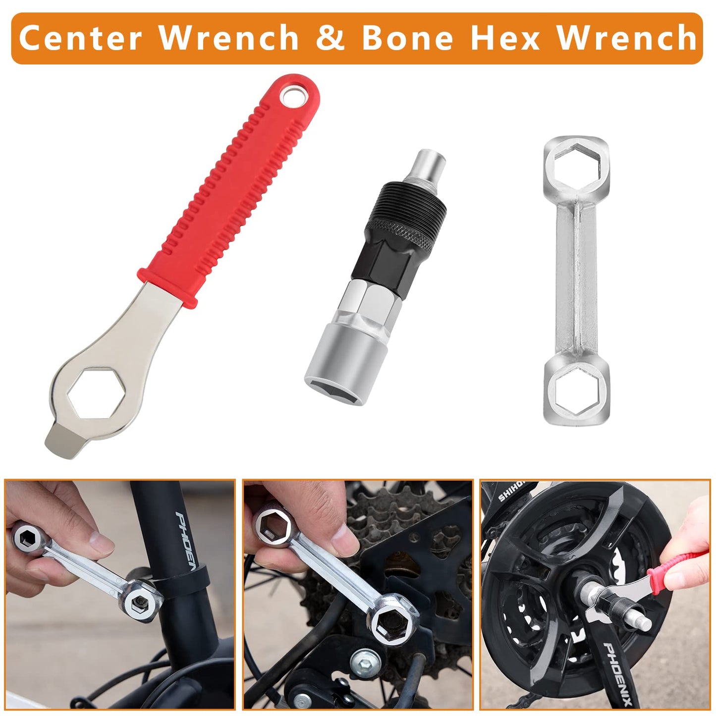 AOFUXTI Bicycle Tire Patch Repair Kit, Bike Chain Repair Wrench, Essential Mini Pump, Portable Adult Bicycle Toolkit Accessories,Tool Kit for Camping Travel, Best Gifts for Men and Women