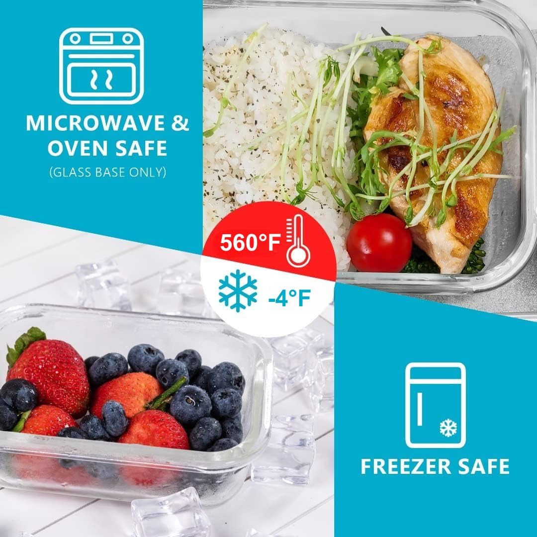 Igluu Meal Prep Glass Containers with Lids (10 Pack) – Airtight & BPA-Free – Oven, Microwave, Freezer & Dishwasher Safe – 12.5oz/35.5oz – Durable Borosilicate Glass