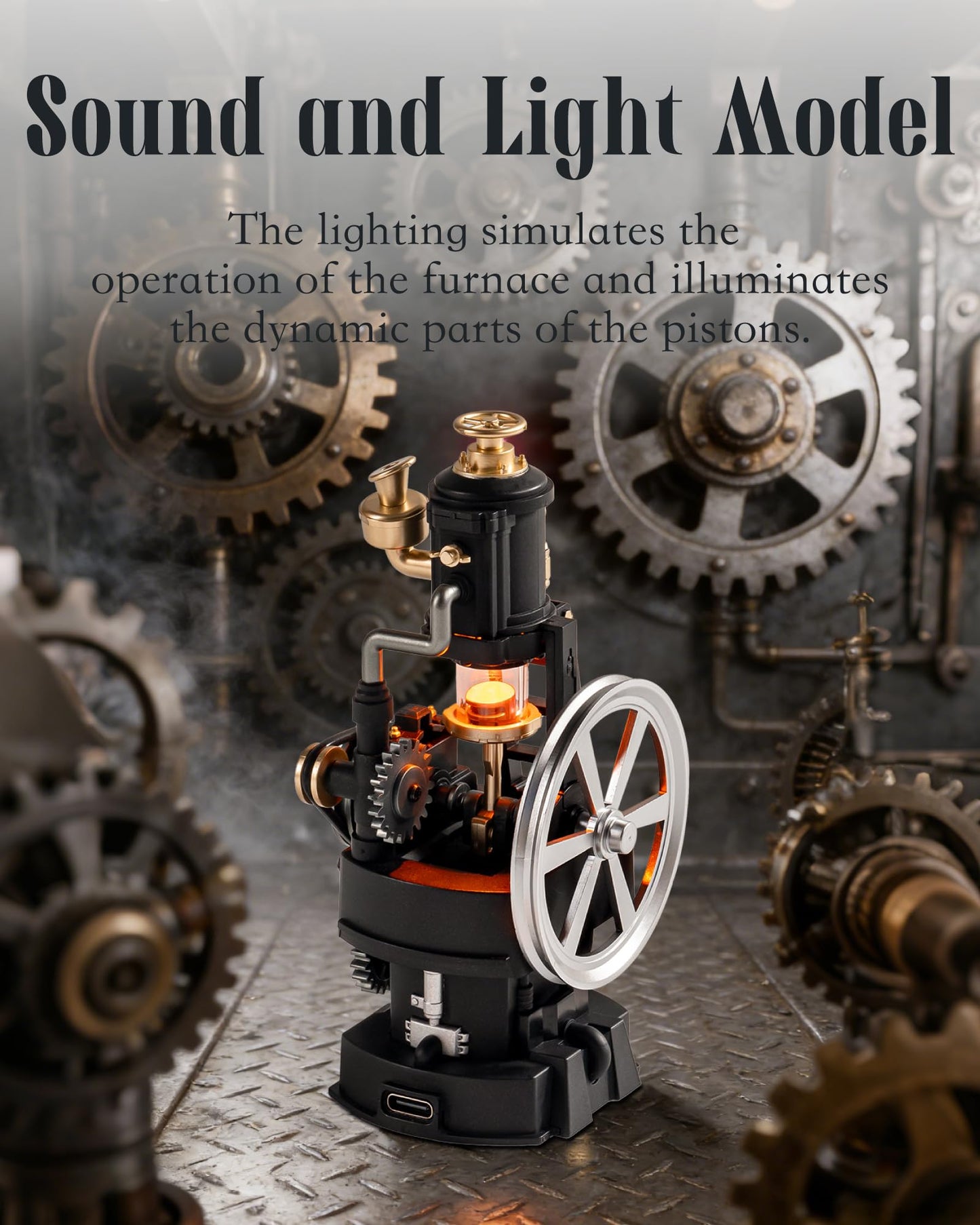 ROKR Thermo Engine Mechanical 3D Puzzle, Lighted DIY Building Set for Adults, Building Kits, Desk Decor & Birthday Gifts, Connectable to Mechmix Series