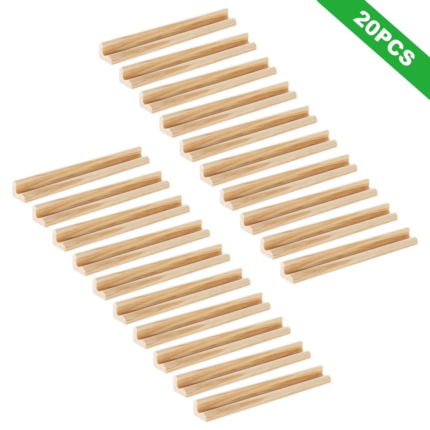 LOLYSIC 20 Pack Scrabble Tiles Holders, Wooden Racks for Letter and Dominoes Tiles, Game Stands and Holder Tray for Crafts