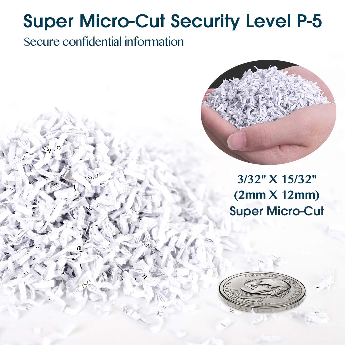 WOLVERINE 10-Sheet Super Micro Cut High Security Level P-5 Heavy Duty Paper/CD/Card Ultra Quiet Shredder for Home Office by 60 Mins Running Time and 6 Gallons Pullout Waste Bin SD9612 (Grey ETL)