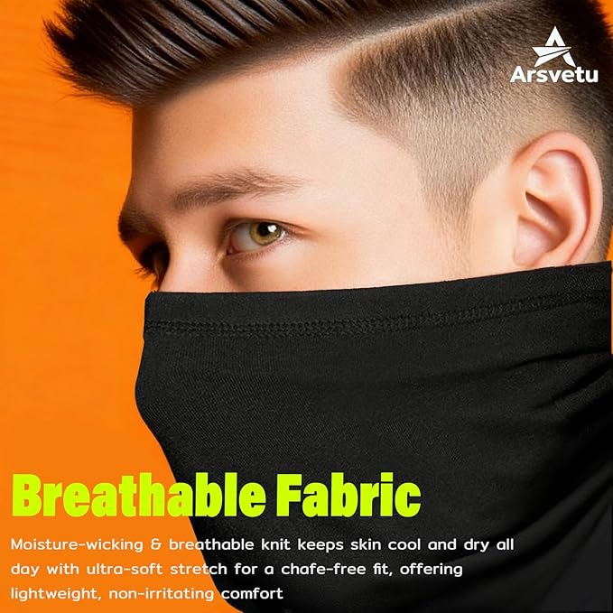6 Pack Neck Gaiter, UV Protection Cooling Breathable Face Mask, Hiking Scarf for Men Women